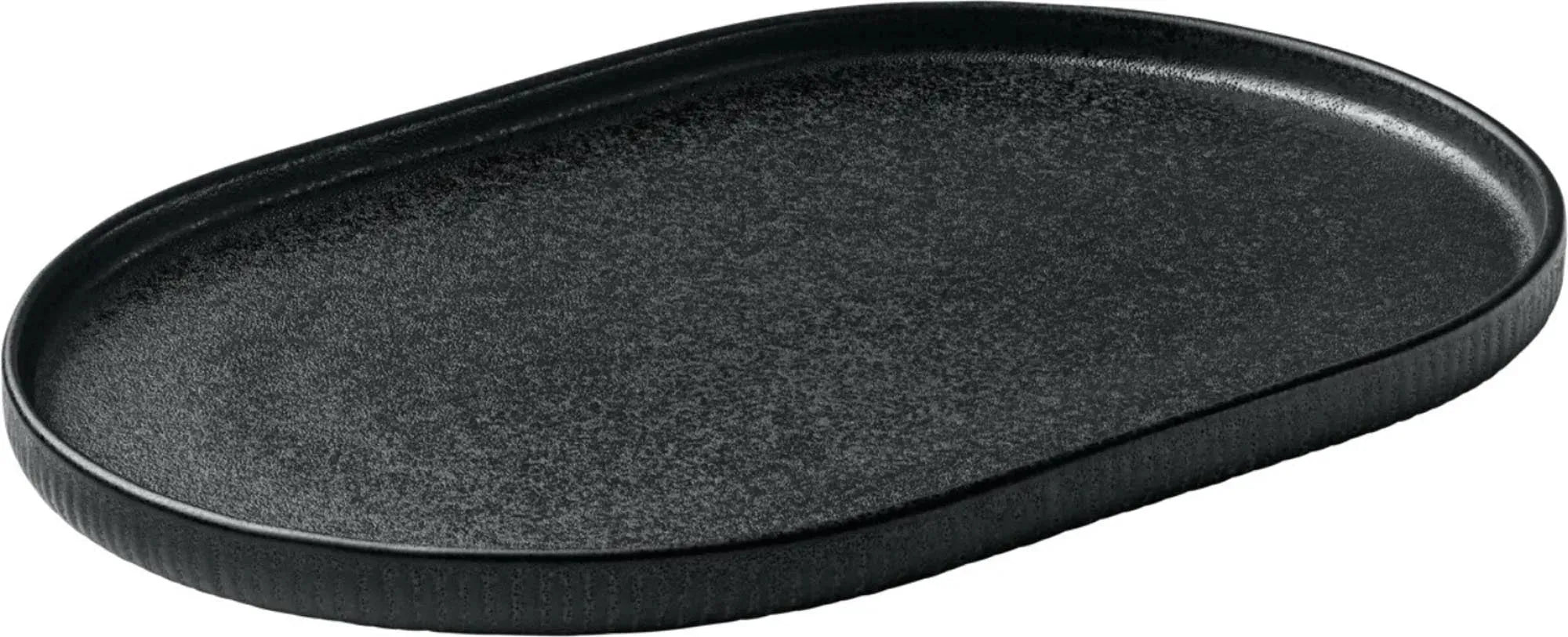 Playground Nara Platte oval Relief schwarz 30cm - KAQTU Design