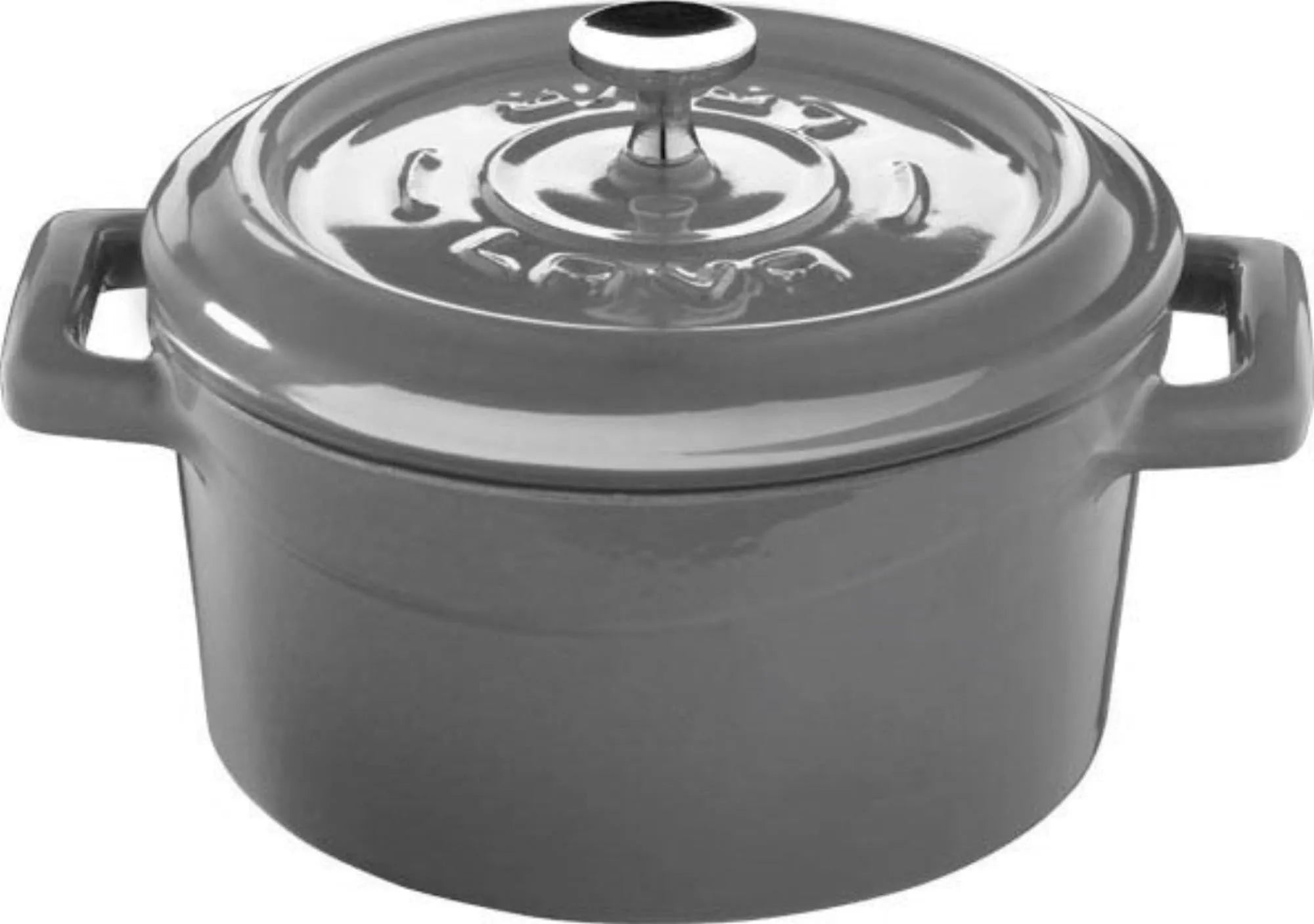 Playground Cocotte rund grau D10cm mit Deckel 0.35l H7cm - KAQTU Design