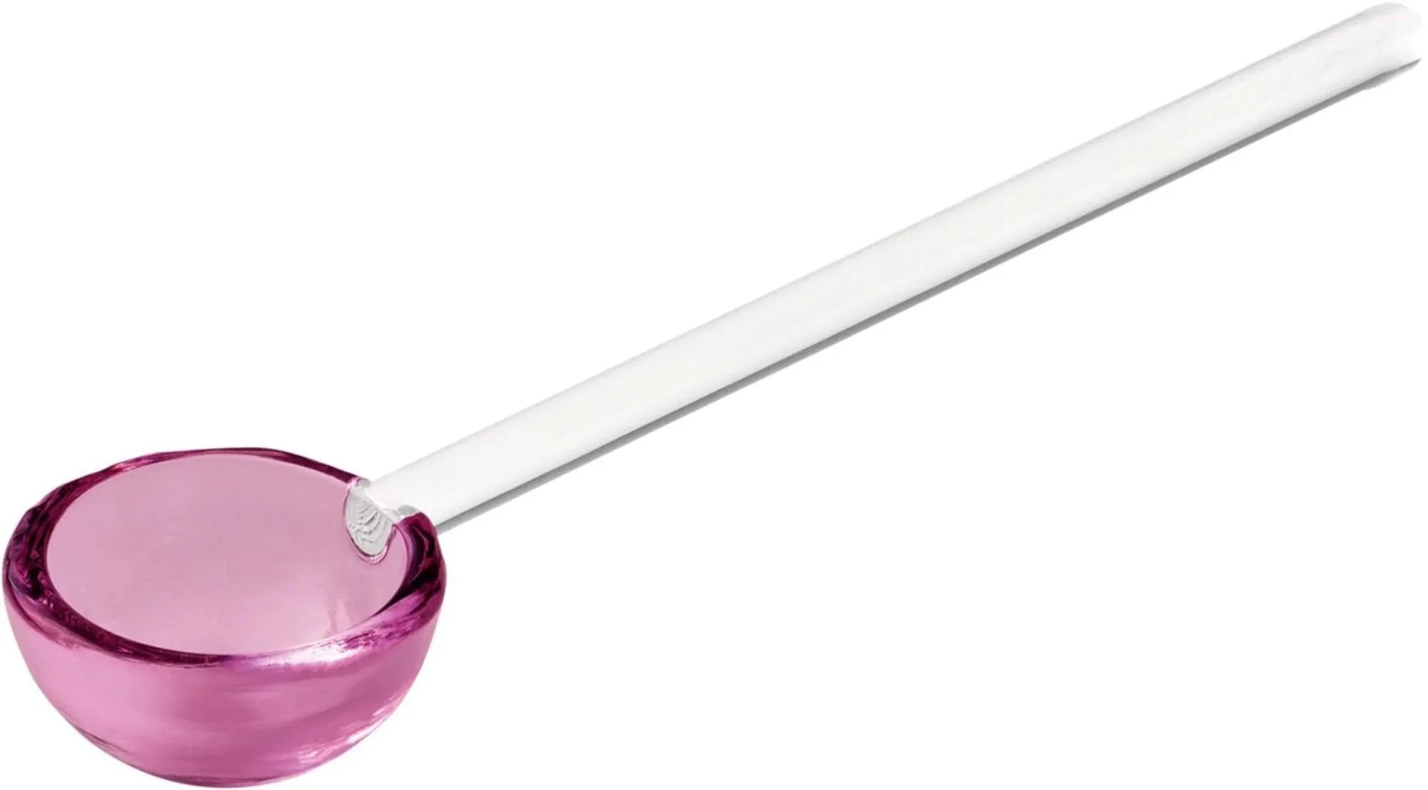 Elegante 14cm Glaslöffel von Schönwald: Rosé-Griff, klarer Stil, ideal für Desserts und besondere Anlässe.