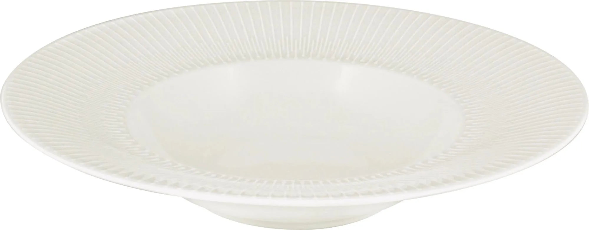 Eleganter, tiefer Porzellanteller (D24cm) von Schönwald mit Relief-Fahne. Ideal für Suppen, Salate und Hauptgerichte. Pflegeleicht und stilvoll.