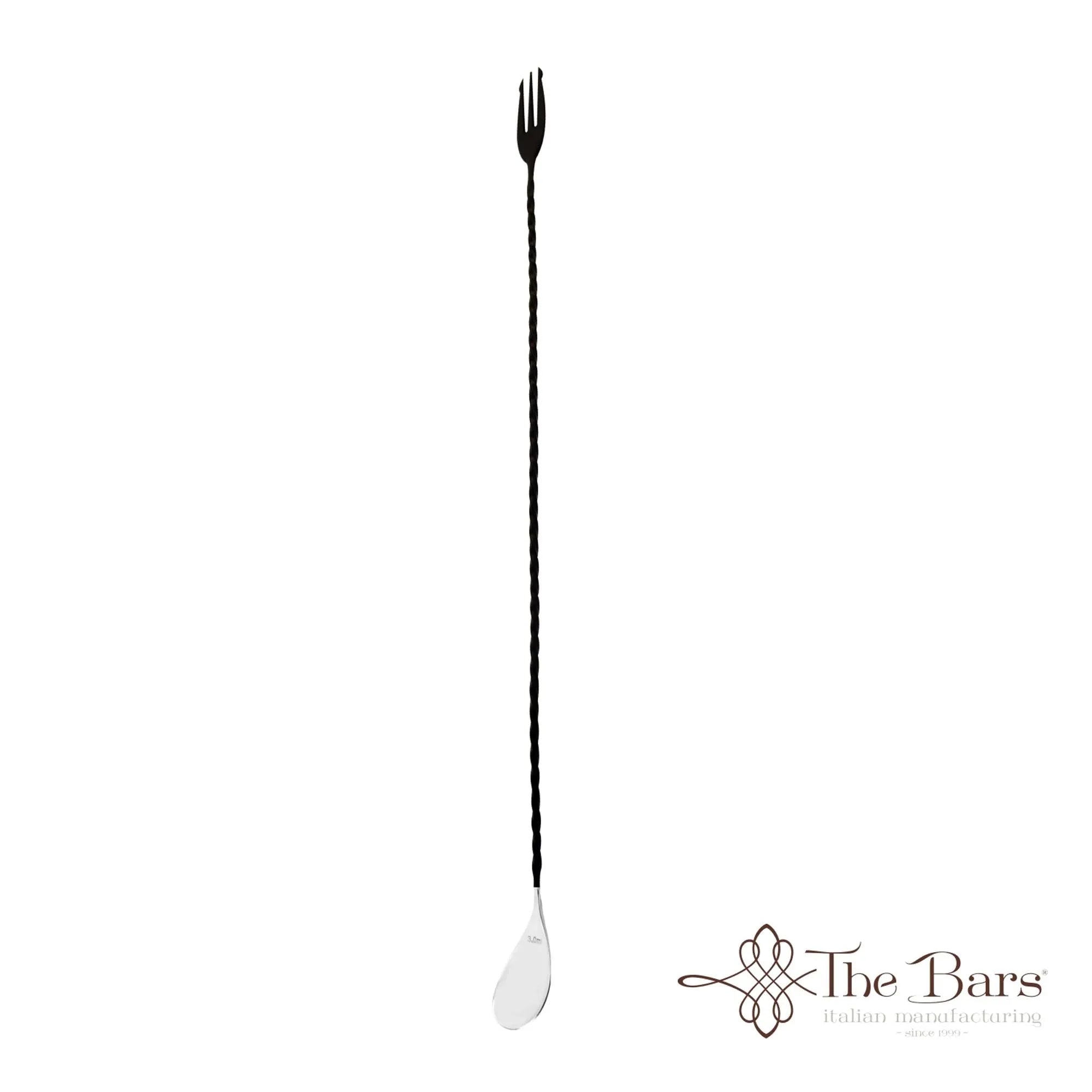 Eleganter Bar Spoon von Maison Truffe: 45 cm, schwarz, Edelstahl, Trident-Design. Perfekt für Cocktails, langlebig und stilvoll.