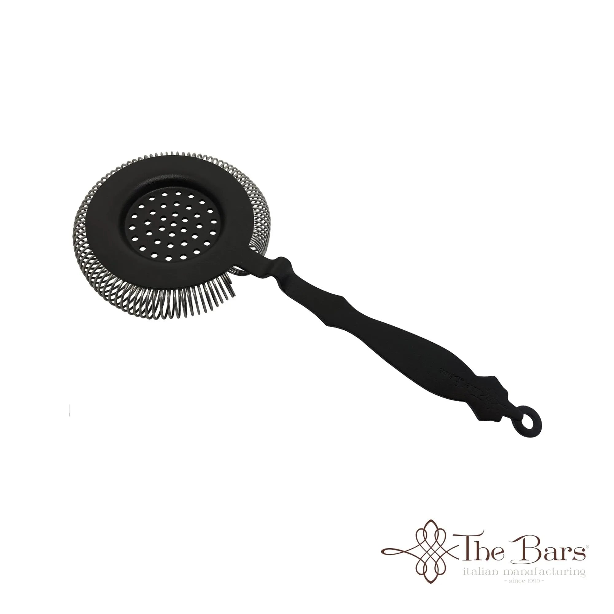 Eleganter Hawthorn Bar Strainer Deluxe Black von Maison Truffe: robust, korrosionsbeständig, ideal für perfekte Cocktails.