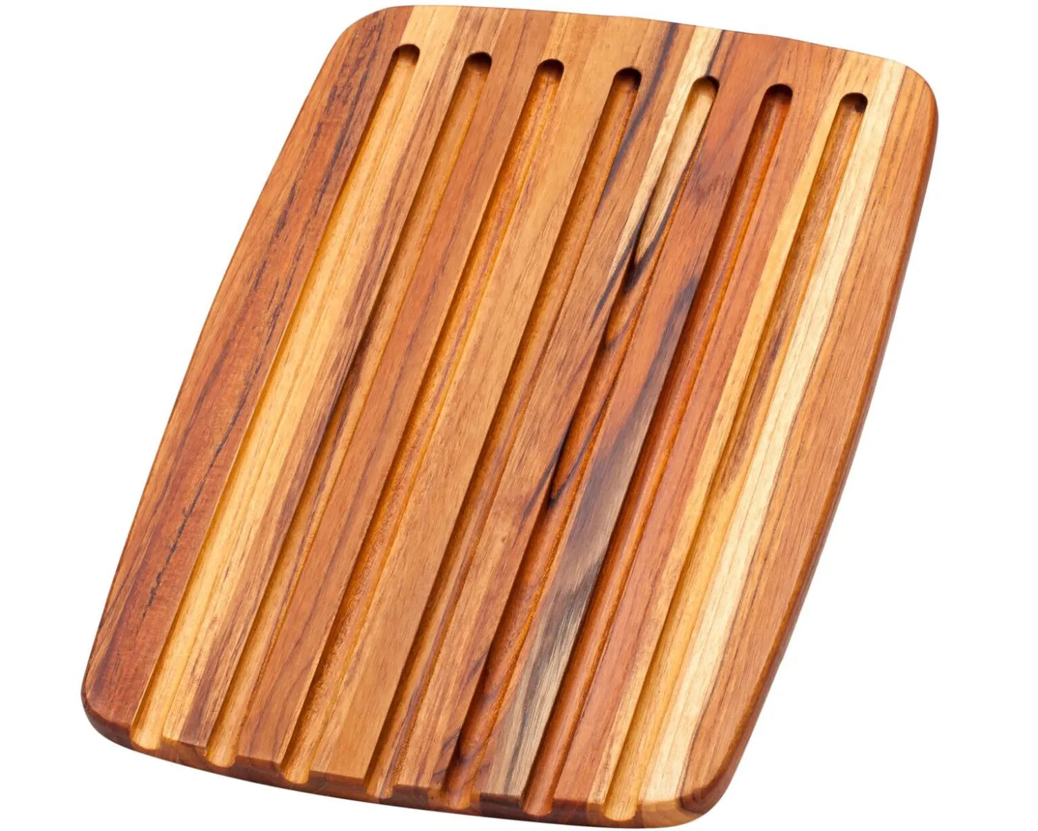 Stilvolles Teak Brotbrett 40,5x28x1,4 cm: langlebig, feuchtigkeitsresistent, ideal zum Schneiden & Servieren von Brot, Käse, Obst.