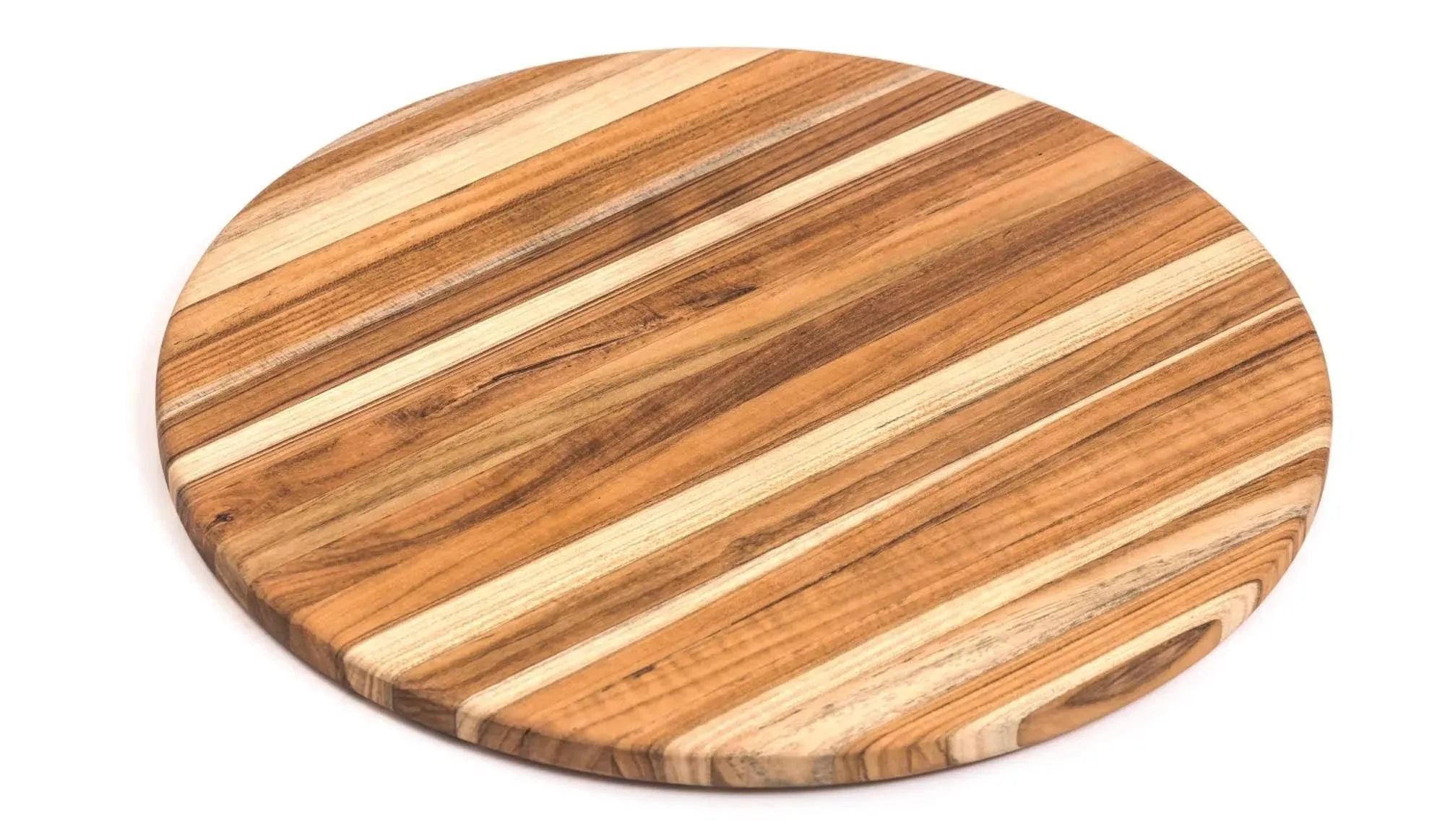 Rundes Teak Schneide- und Servierbrett, 33x1.4 cm, stilvoll, langlebig, antibakteriell, ideal für Käse und Obst.