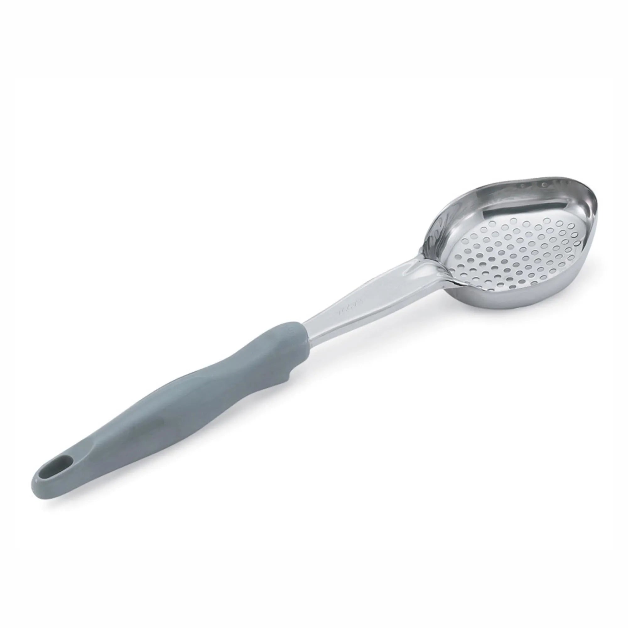 Robuster, ergonomischer Schöpflöffel von Vollrath, ideal für Gastronomie und Heimküche. Edelstahl, 120ml, 35cm, grauer Griff.