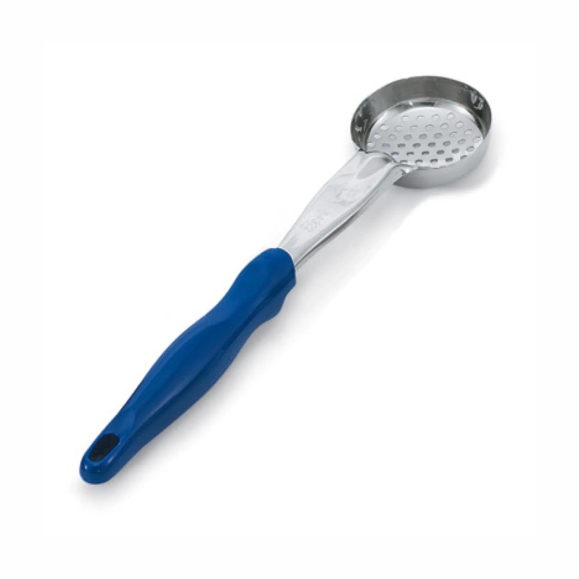 Hochwertiger Vollrath Schöpflöffel: Edelstahl, 60ml, Ø6.5cm, L32cm, blauer Griff. Ideal für Suppen & Eintöpfe. Robust & hygienisch.