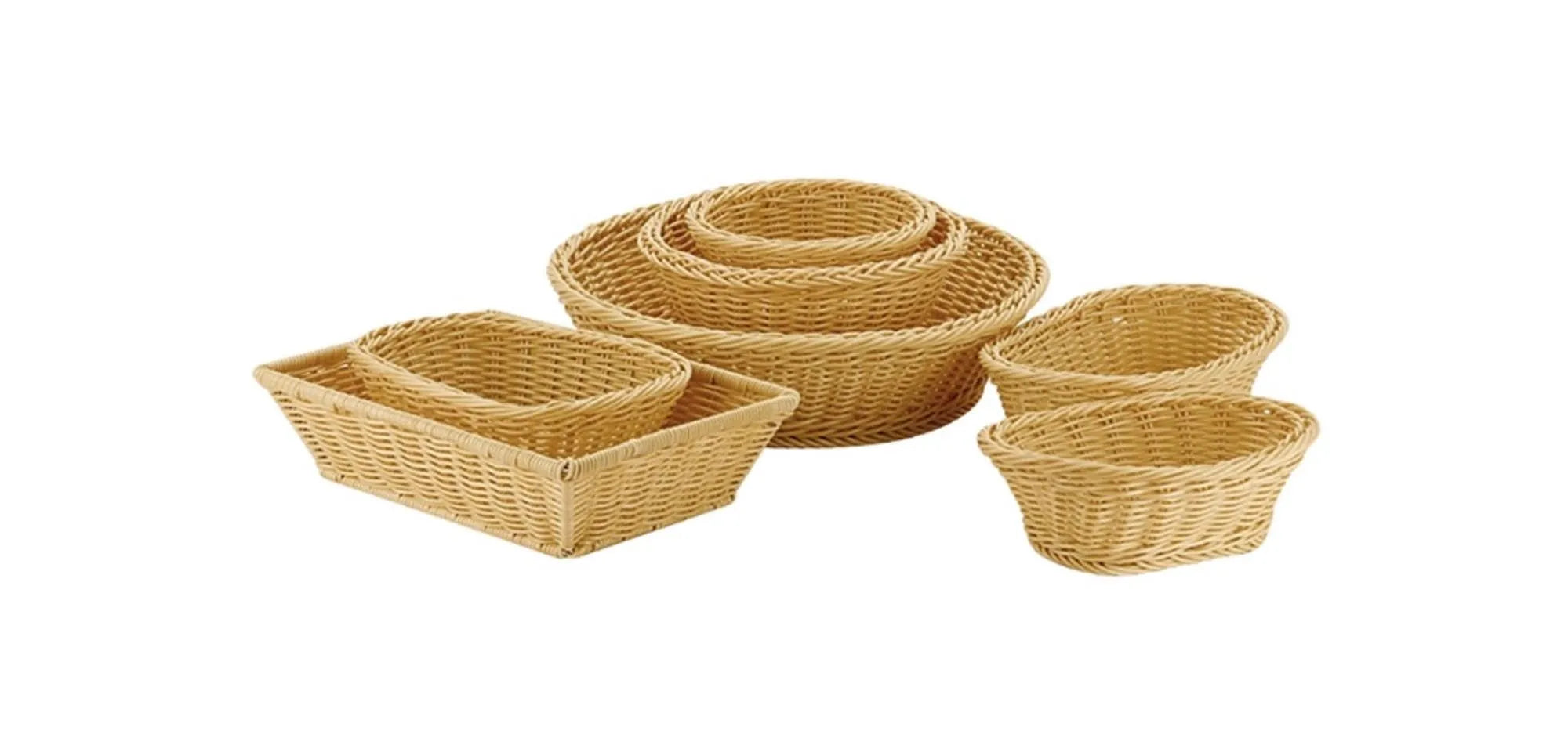 Poly Rattan Korb rechteckig, ca. 31.5x22cm, H8.5cm in Hellbraun präsentiert im Onlineshop von KAQTU Design AG. Brotkorb ist von Buffet&Display