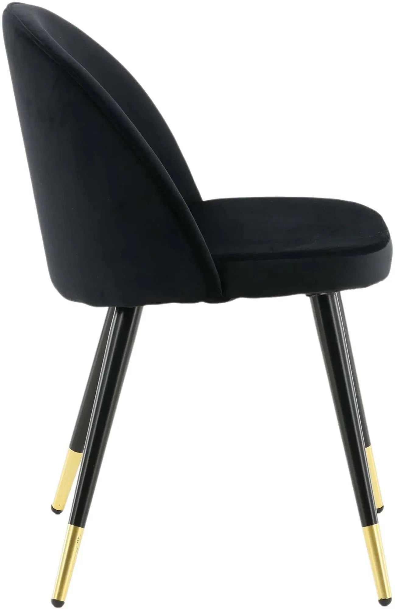 Eleganter Velvet Stuhl von Venture Home: Schwarzer Samt, ergonomisch, stabil, mit Messingakzenten. Perfekt für stilvolle Esszimmer.