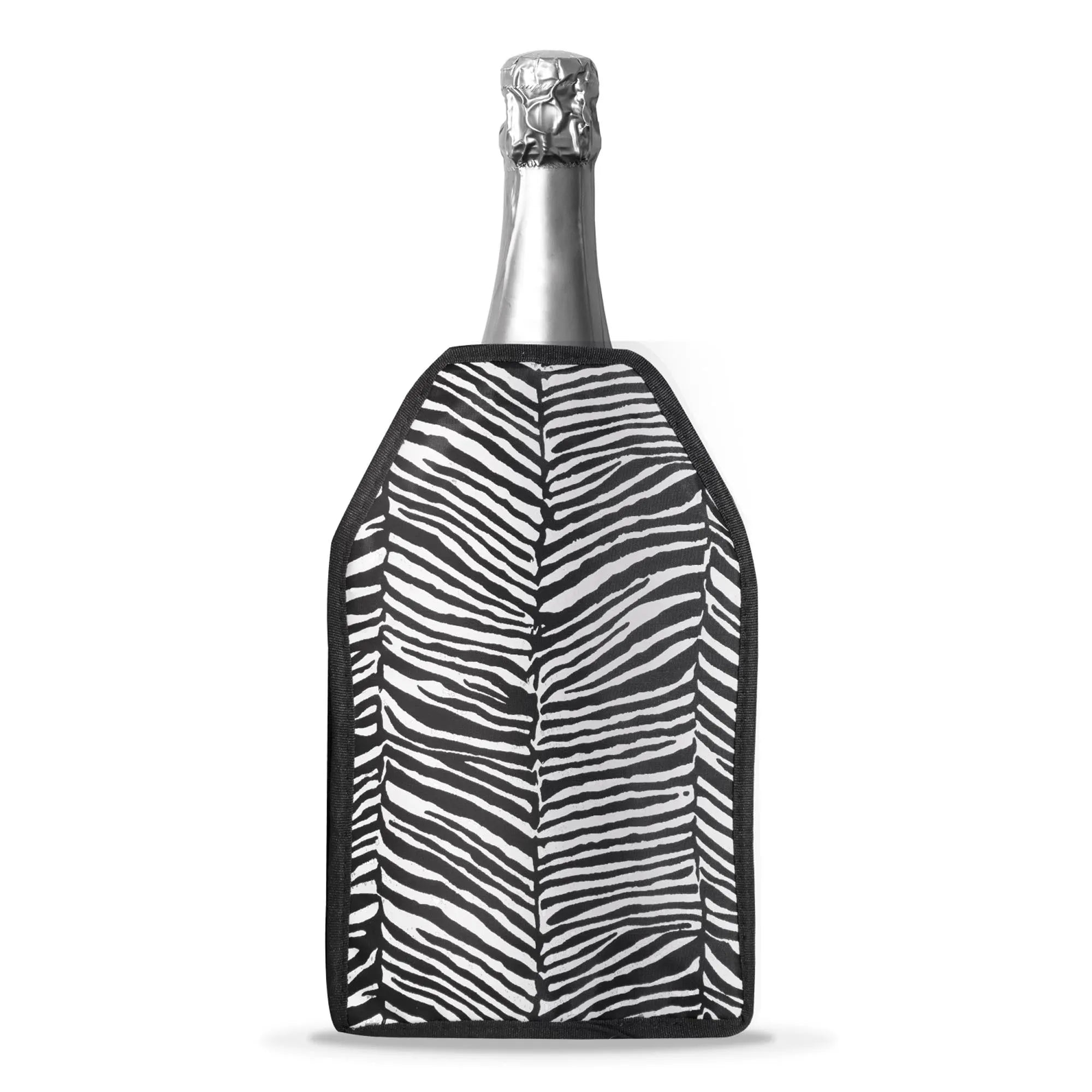 Flaschenkühler 15.5x22.5 cm im Zebra-Design von Easy Life: stilvoll, isolierend, faltbar, ideal für Wein & Sekt.