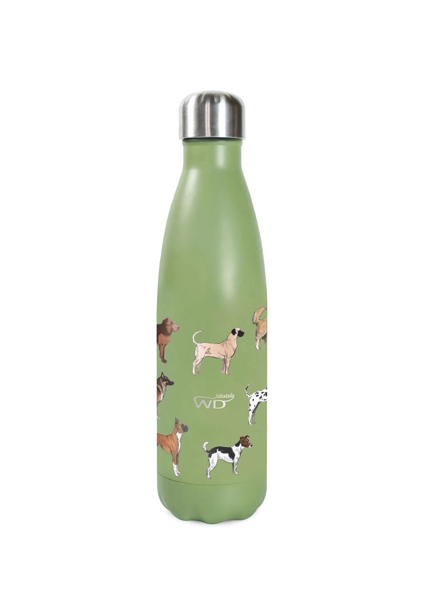 Stilvolle 500ml Isolierflasche mit Hundemotiv, hält Getränke 12h heiß, 24h kalt. BPA-frei, auslaufsicher, ideal für Tierliebhaber.