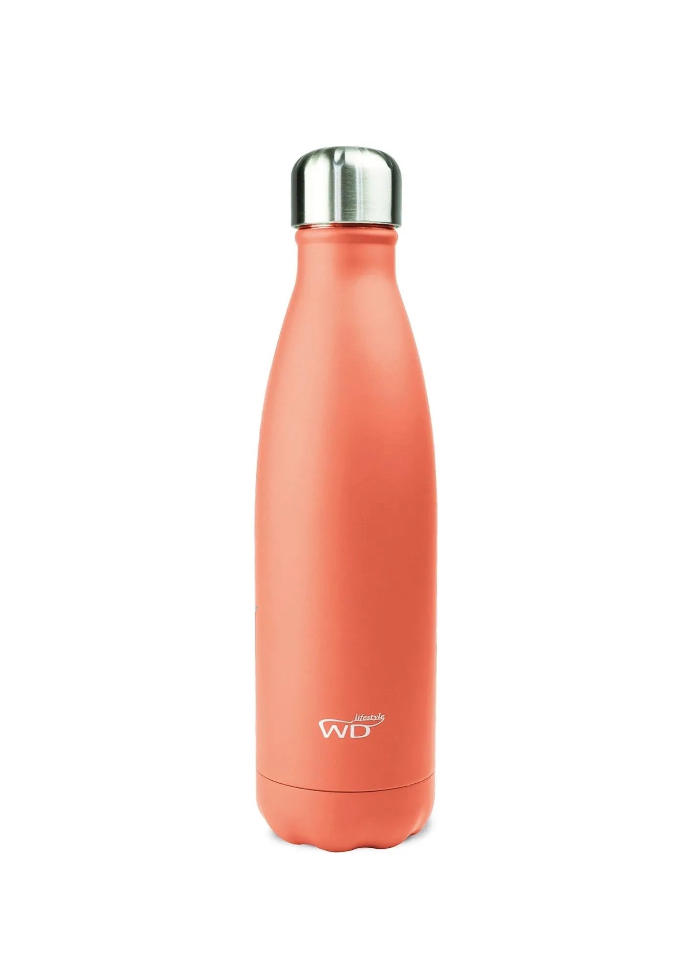 Stilvolle, doppelwandige 500ml Isolierflasche in Corall von Easy Life: hält Getränke warm/kalt, BPA-frei, aus Edelstahl.