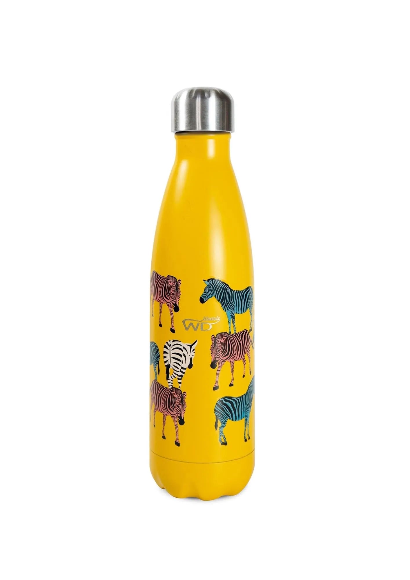 Stilvolle 500ml Isolierflasche im Zebra-Design von Easy Life: doppelwandig, aus Edelstahl, BPA-frei, hält Getränke warm oder kalt.