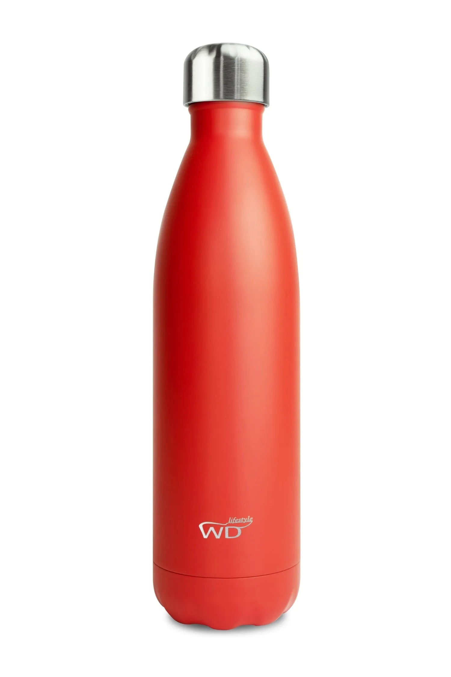 Stylische rote 750ml Isolierflasche von Easy Life: hält Getränke warm oder kalt, auslaufsicher, langlebig, umweltfreundlich.