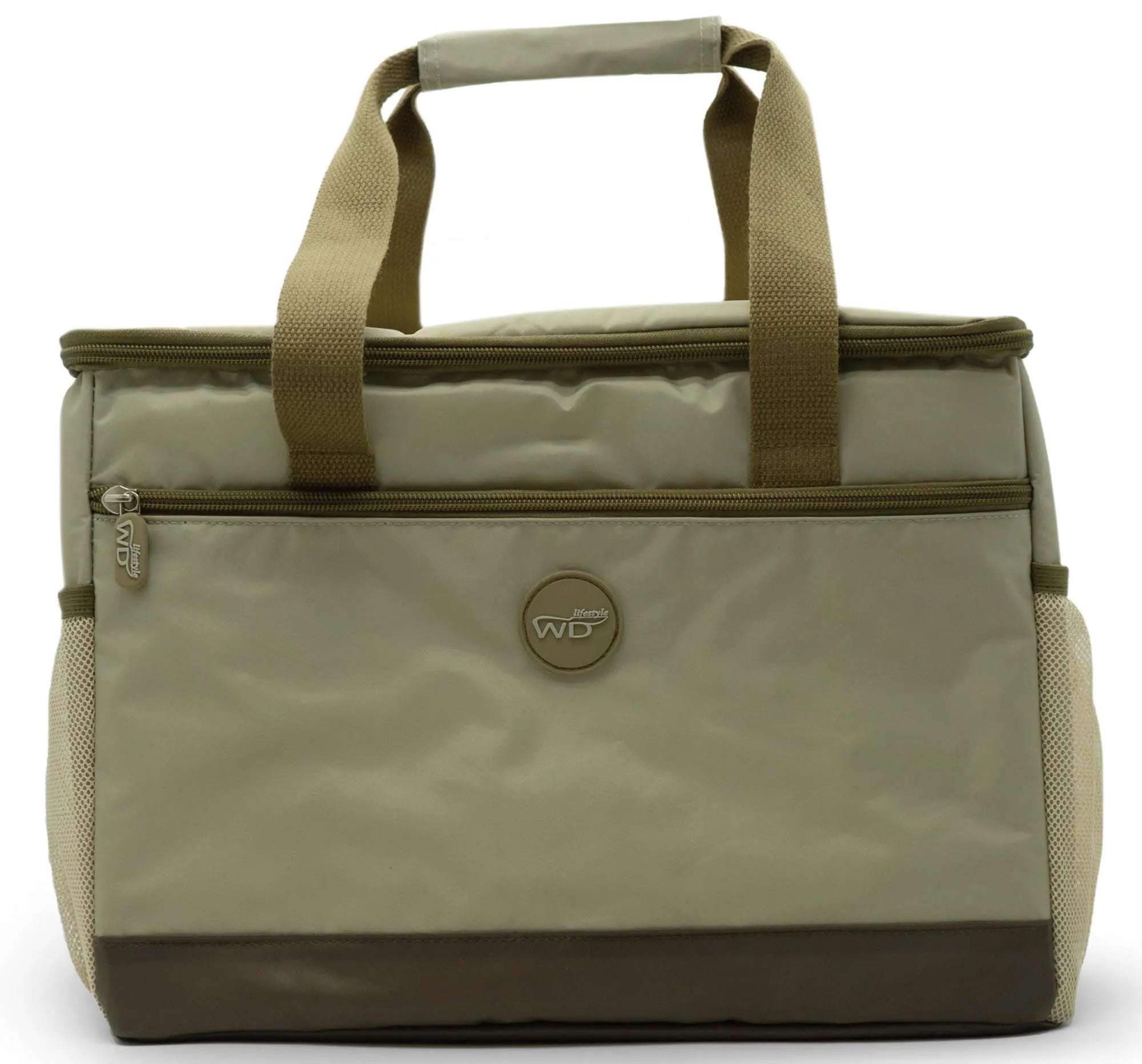 Premium Thermo Bag 25L in Beige/Braun: Ideal für Outdoor, robust, isolierend, mit Tragegriff & Schultergurt.