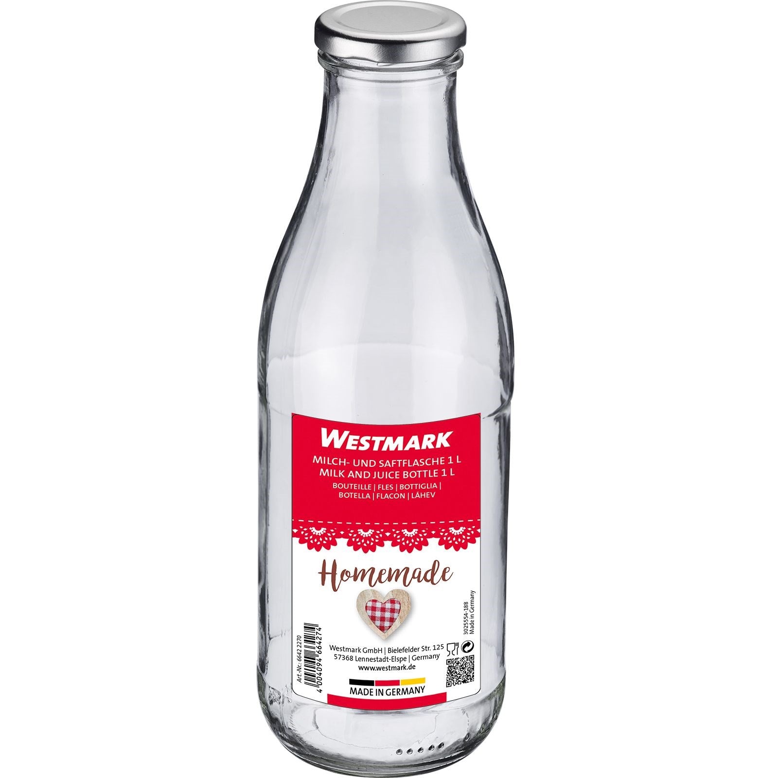 Milch- und Saftflasche 1 L, rund - KAQTU Design