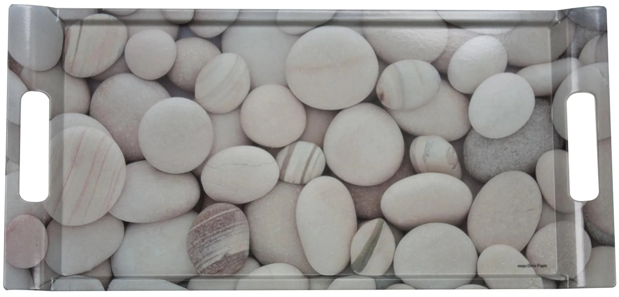 Elegantes White Stones Tablett 40x27cm von Easy Life: robustes Melamin, spülmaschinenfest, stilvolle Steinoptik, praktische Griffe.