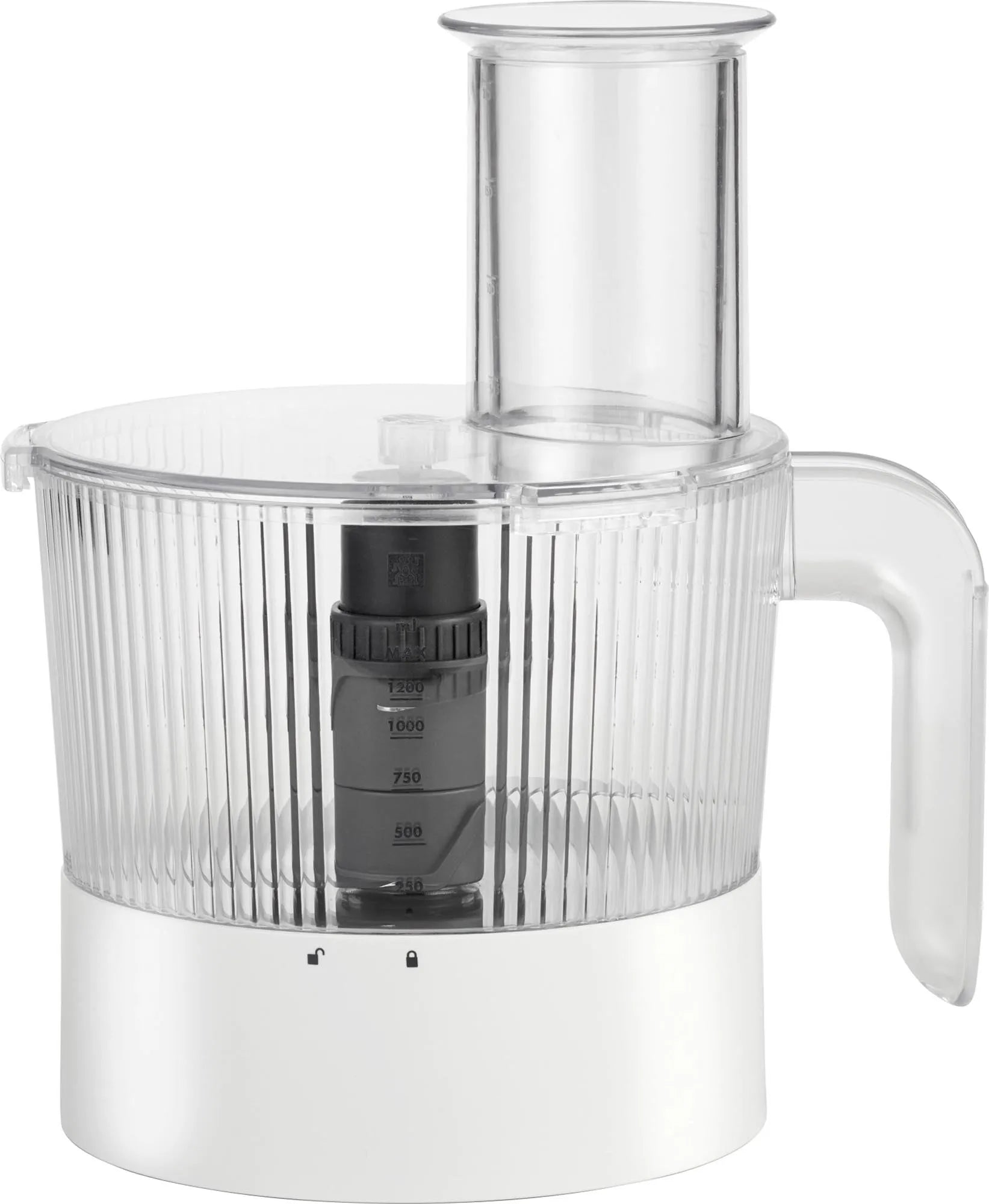 Der silberne Enfinigy Food Processor von Zwilling: kraftvoll, elegant, benutzerfreundlich – ideal für Smoothies, Suppen und mehr.