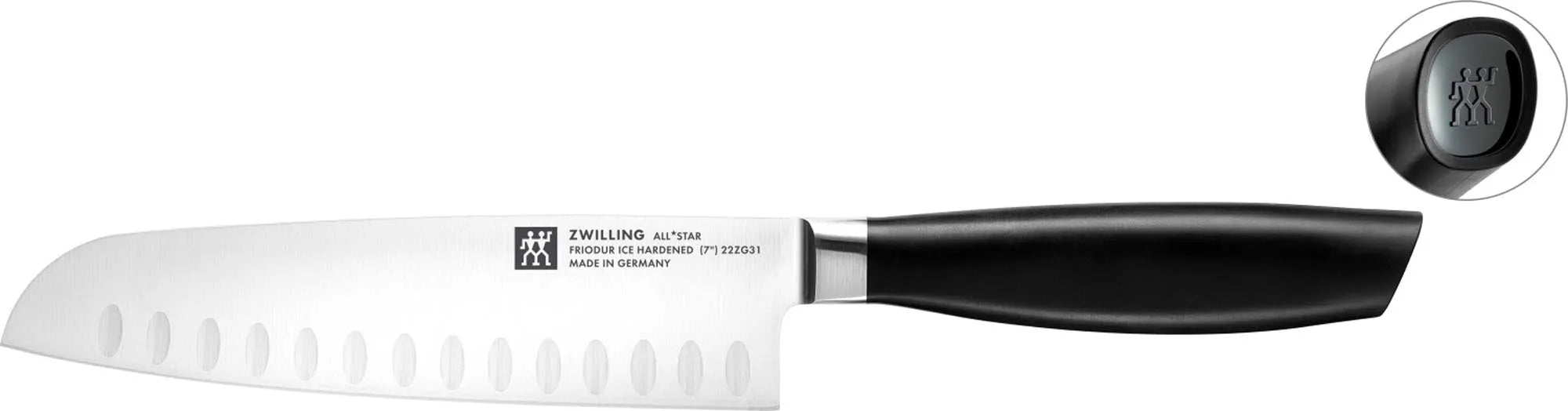 All Star Santoku m. Kullen 180 in Schwarz präsentiert im Onlineshop von KAQTU Design AG. Küchenmesser ist von Zwilling