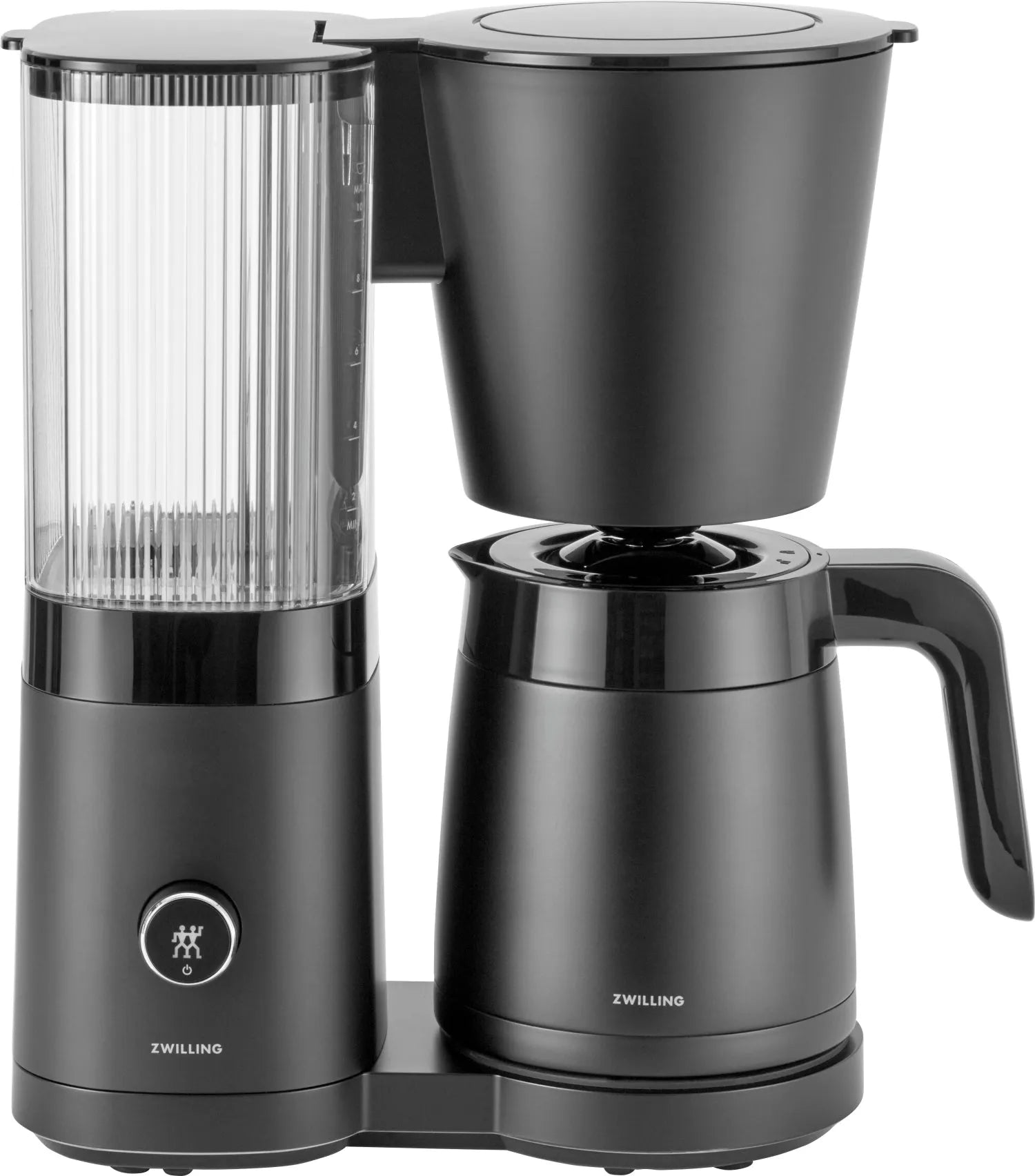 Elegante Zwilling Enfinigy Kaffeemaschine in Schwarz: 1,25L Thermokanne, robustes Design, optimaler Geschmack, 10 Tassen Kapazität.