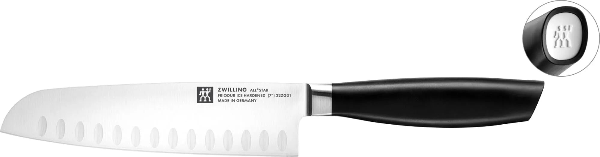 All Star Santoku m. Kullen 180 in Weiss präsentiert im Onlineshop von KAQTU Design AG. Küchenmesser ist von Zwilling