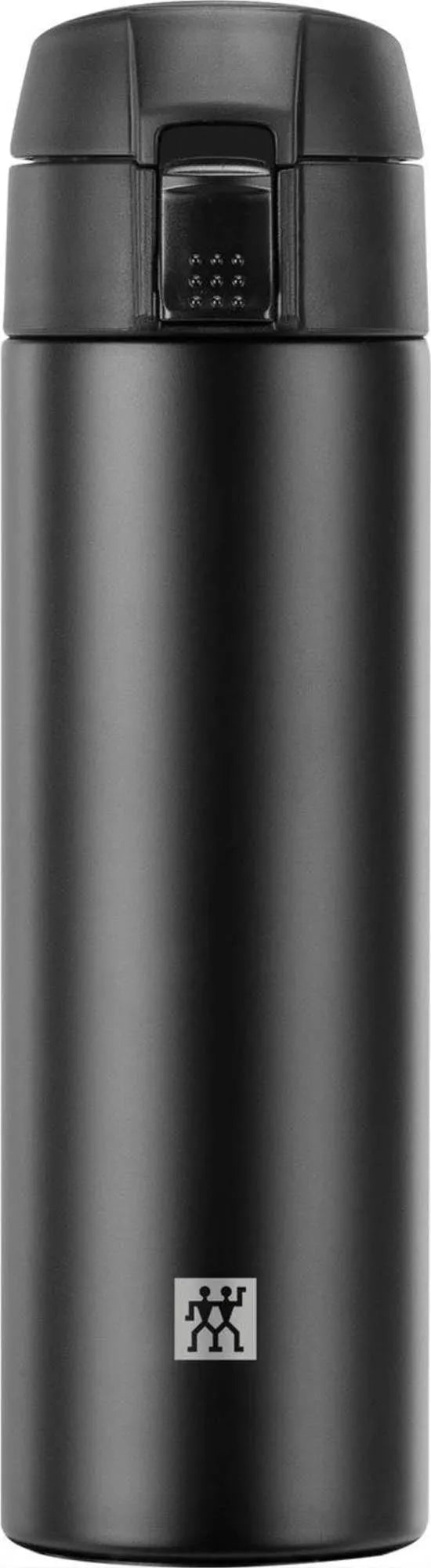 Elegante, matt-schwarze Thermo Travel Mug von Zwilling, 450 ml, auslaufsicher, doppelwandig isoliert, spülmaschinenfest.