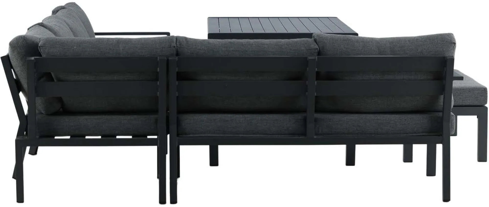 Stilvolles Ramos Ecksofa von Venture Home: robustes Aluminium, wetterfest, komfortable Kissen, ideal für Terrasse.