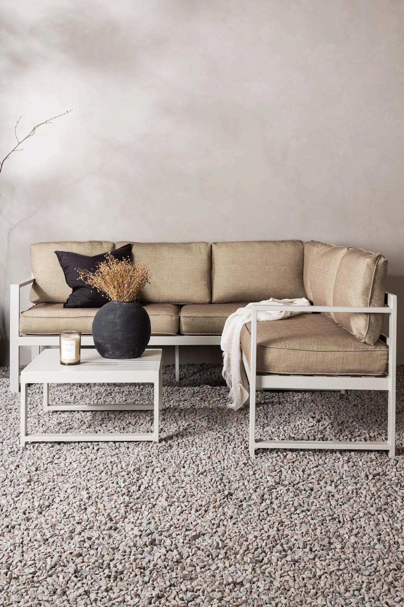 Salvador Ecksofa Outdoorset 60cm in Beige präsentiert im Onlineshop von KAQTU Design AG. Loungeset ist von Venture Home