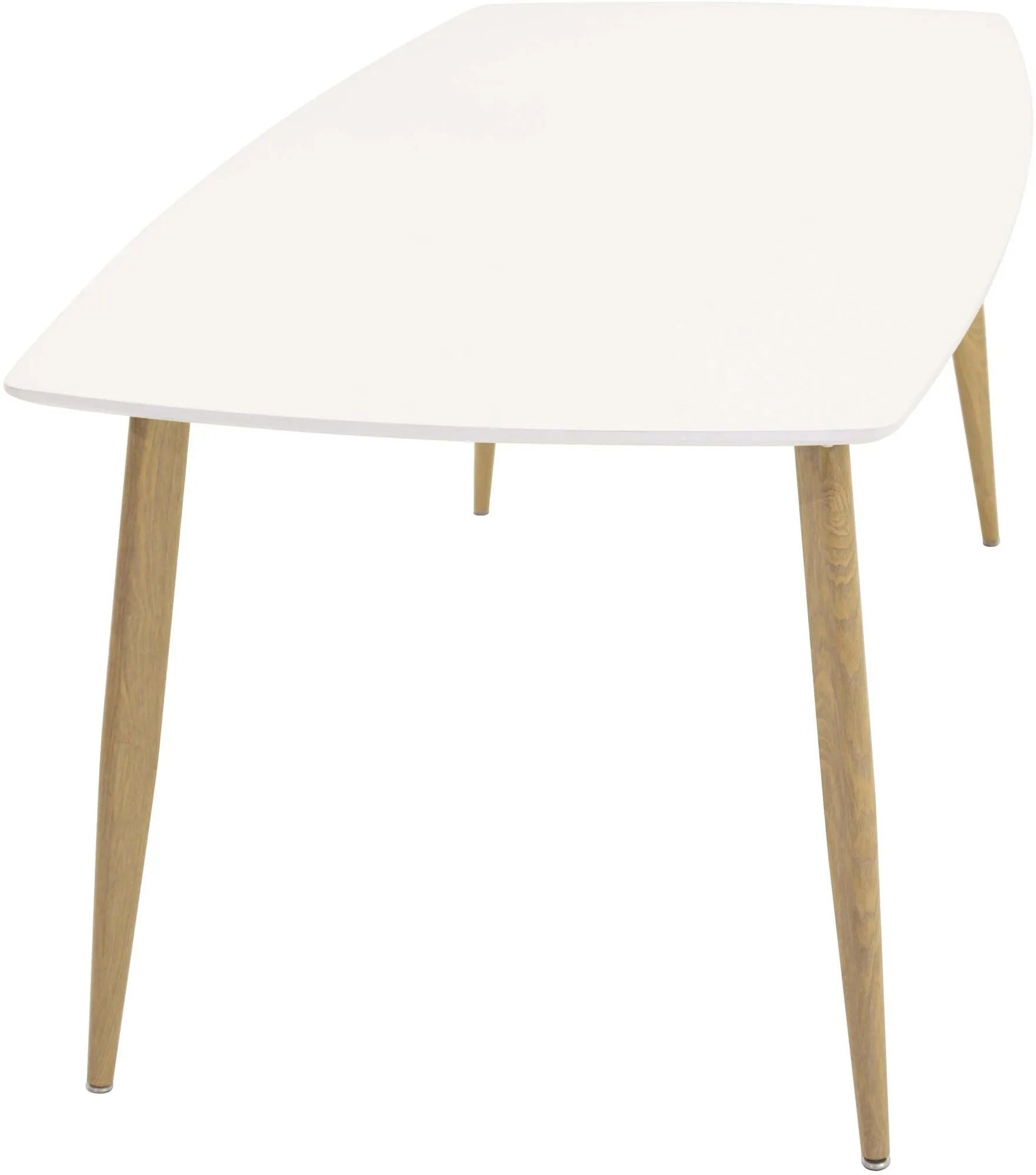 Eleganter Polar Esstisch Elipse: Ovales Design, weiße MDF-Platte, robustes Metallgestell. Perfekt für moderne, skandinavische Esszimmer.