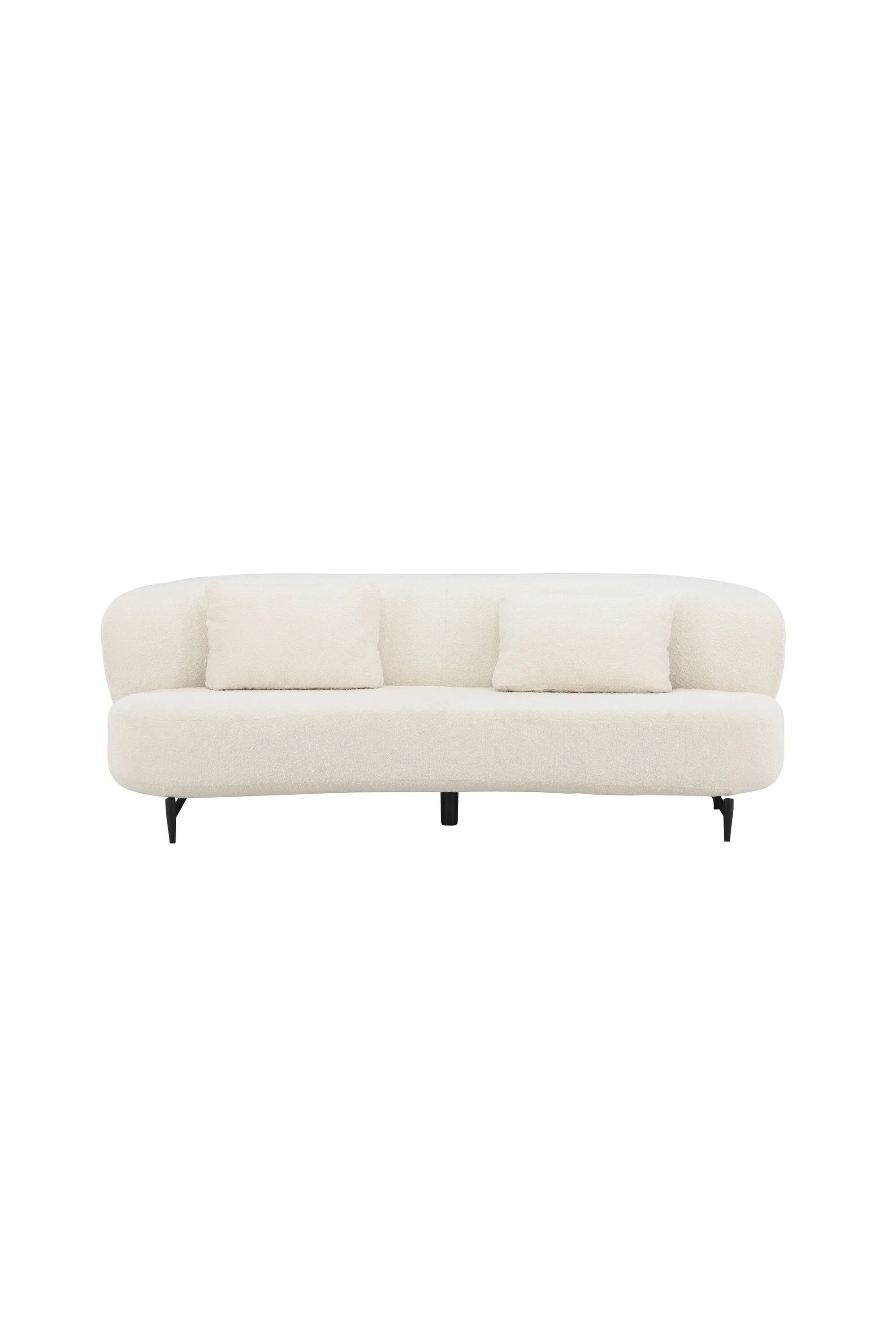 Modernes, weißes Luna 3-Sitzer Sofa im skandinavischen Design mit Boulene-Stoff und eleganten Metallbeinen.