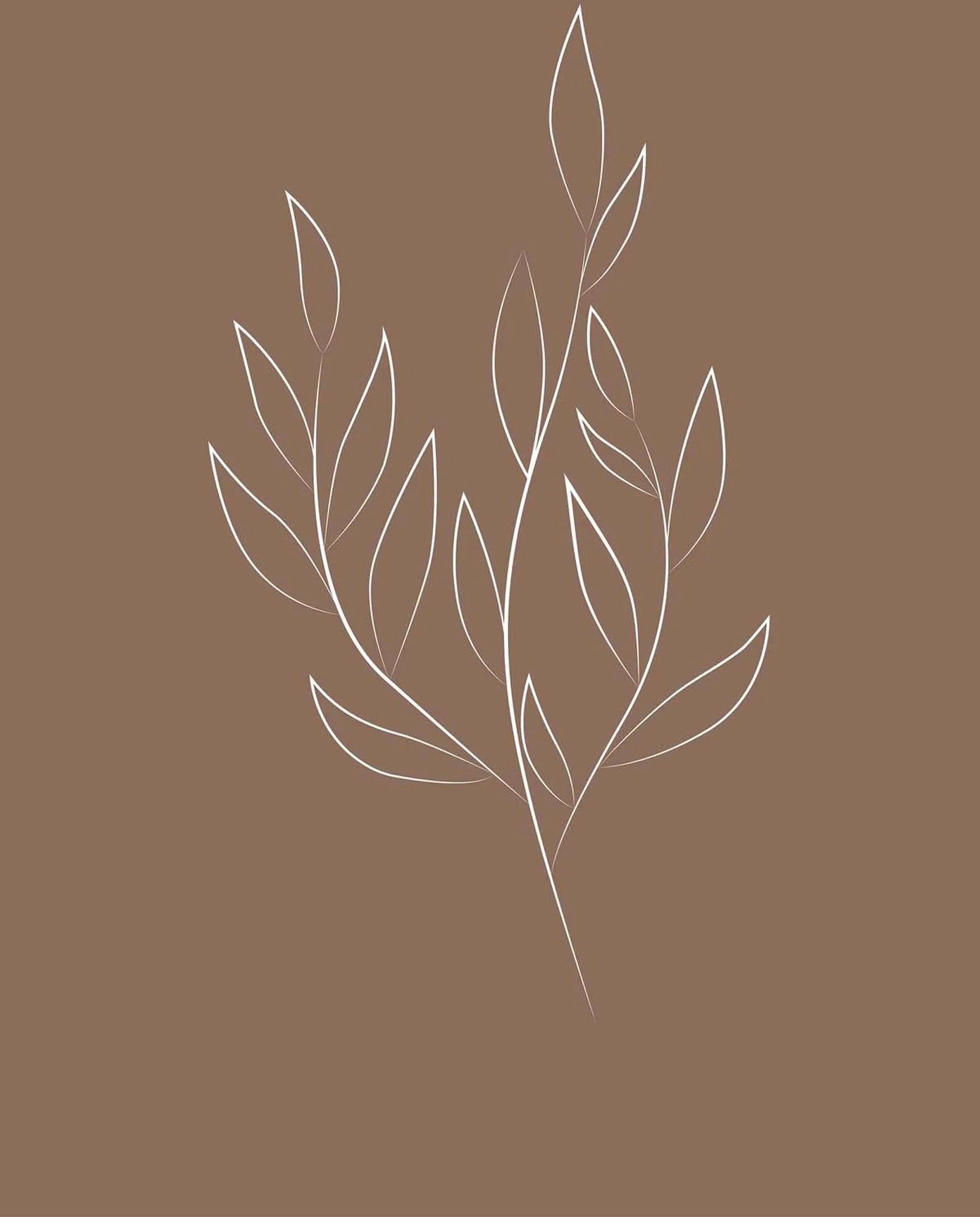 Drawed Leaf Poster: Natur inspiriert, erdige Töne, stilvolles Blattmotiv, langlebig, vielseitig, zeitlose Eleganz.