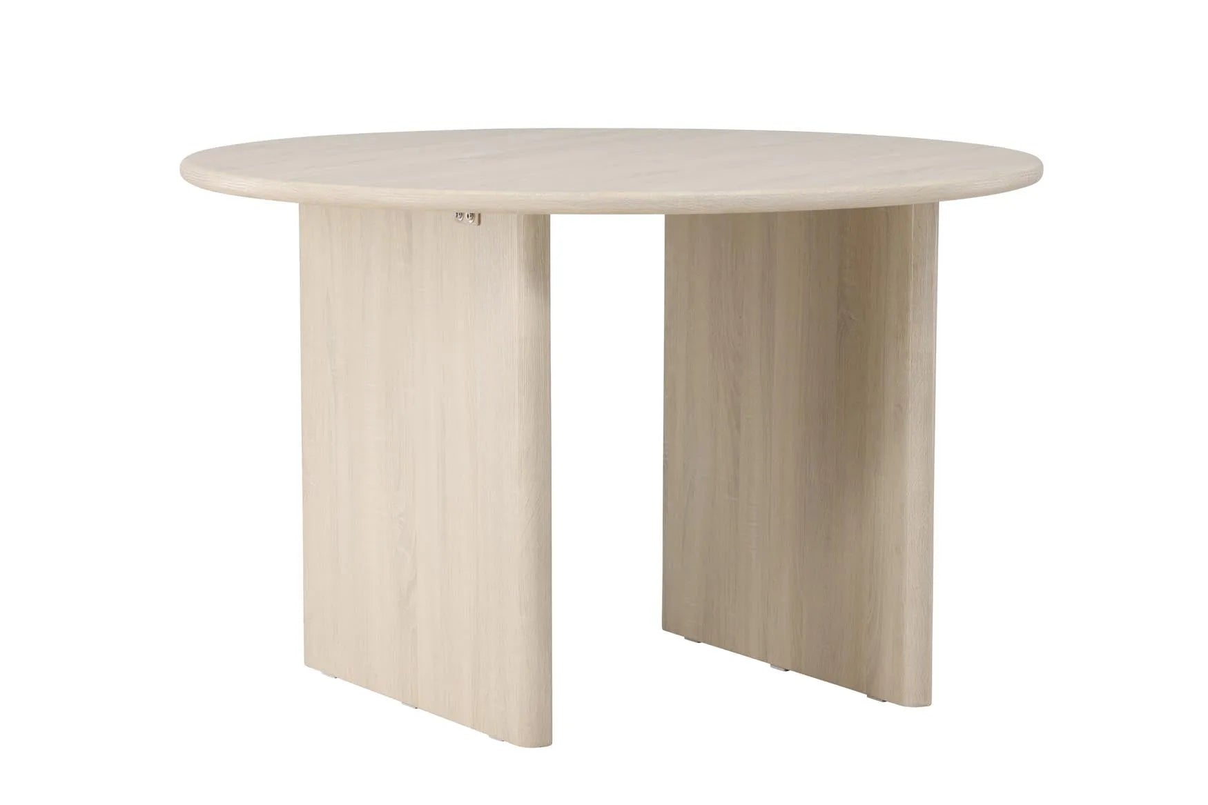 Eleganter, runder Esstisch (Ø120 cm) von Vind, ideal für kleine Räume, aus robustem MDF, für 4 Personen.