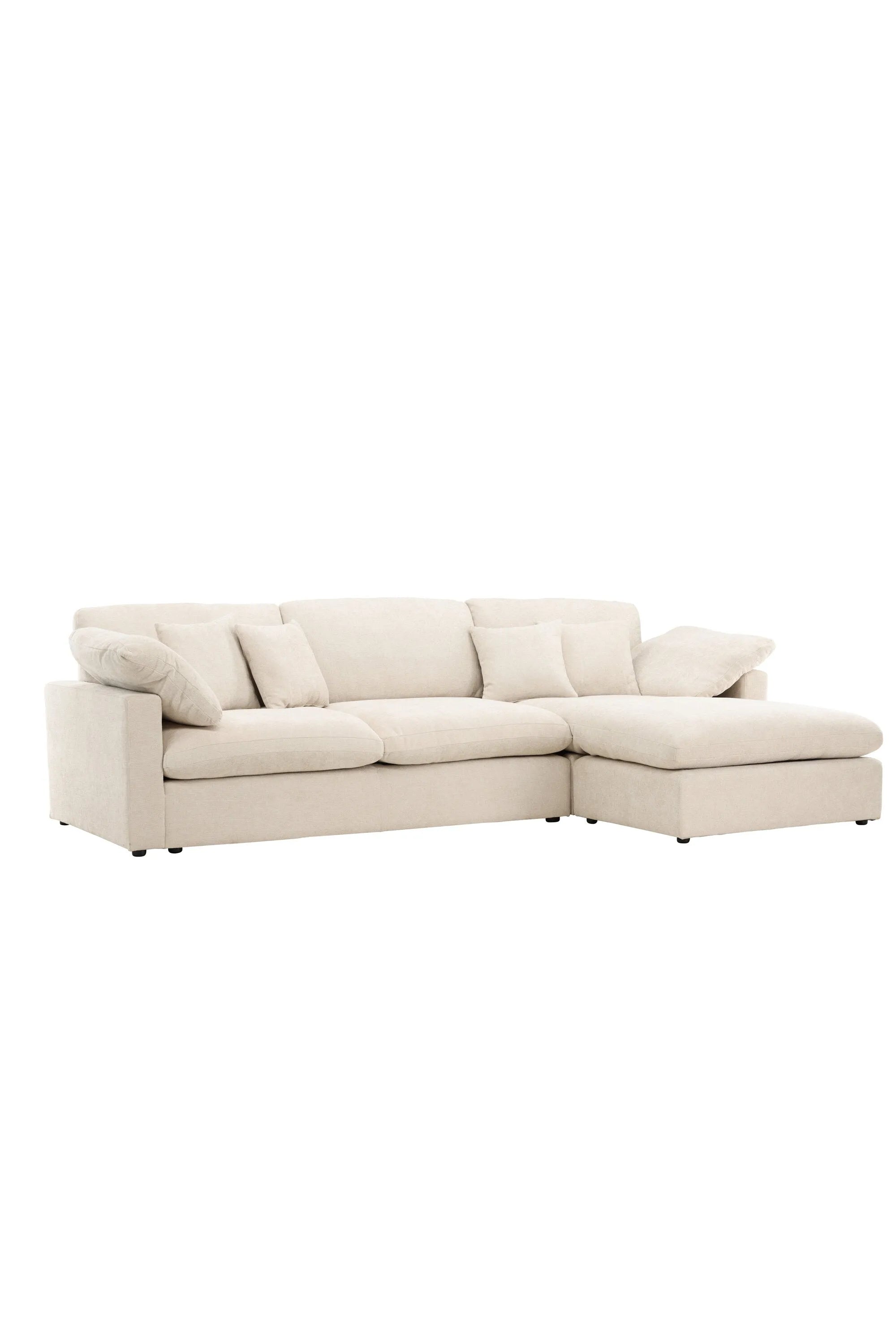 Elegantes Amalfi Ecksofa: Modernes Design, langlebiges Eukalyptus-Holz, pflegeleichter Bezug, hoher Komfort.