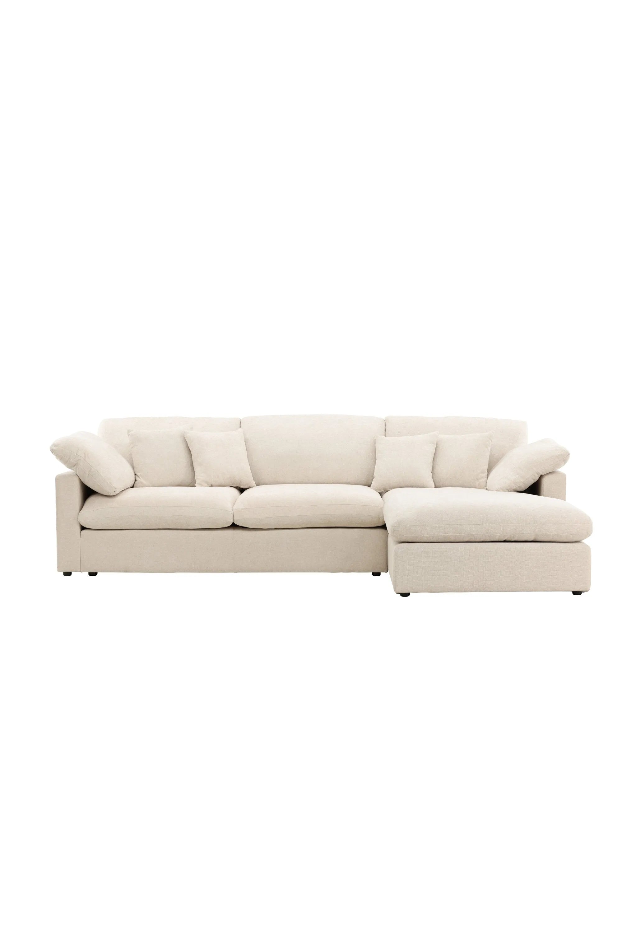 Elegantes Amalfi Ecksofa: Modernes Design, langlebiges Eukalyptus-Holz, pflegeleichter Bezug, hoher Komfort.