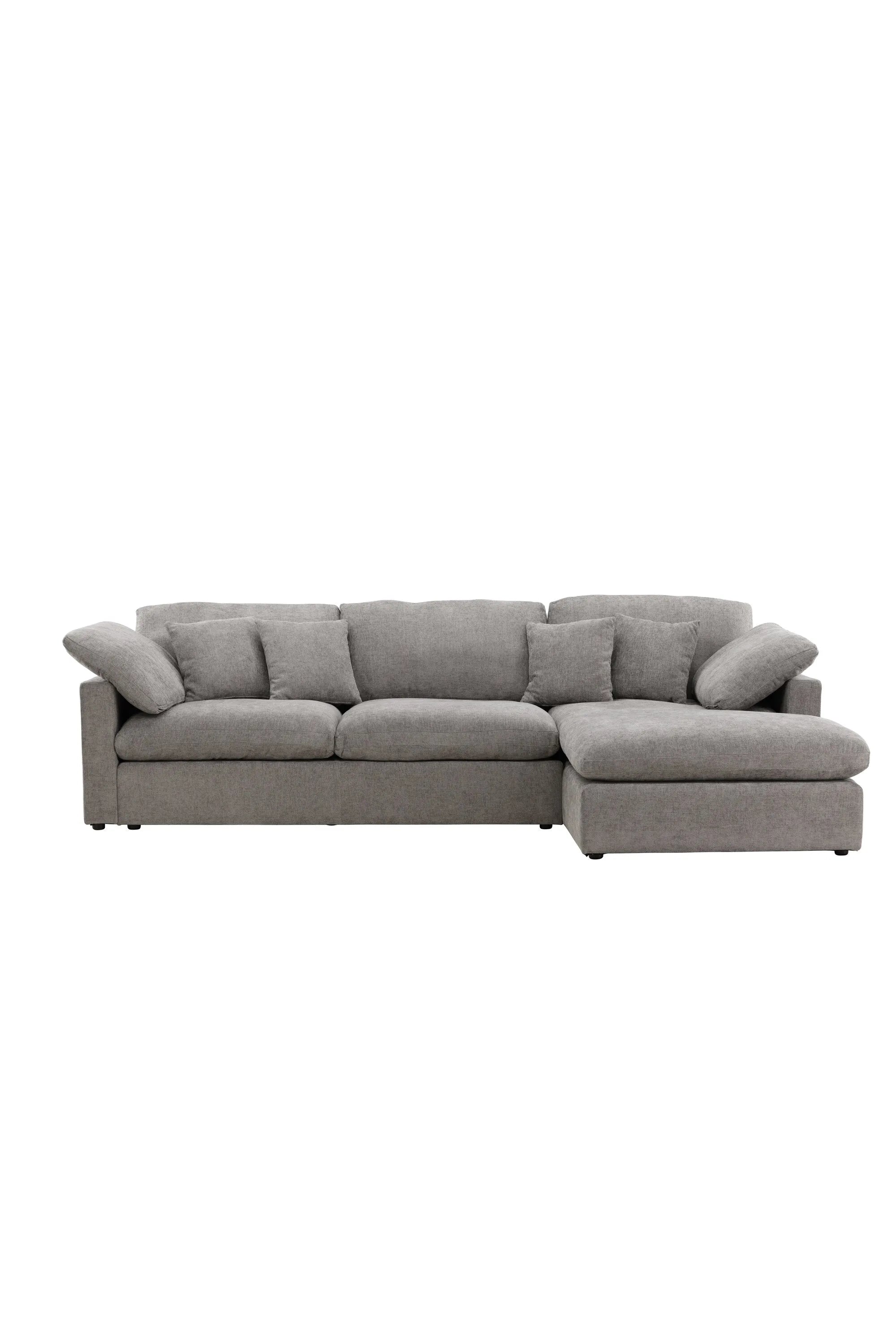 Elegantes Amalfi Ecksofa: Modernes Design, langlebiges Eukalyptus-Holz, pflegeleichter Bezug, hoher Komfort.