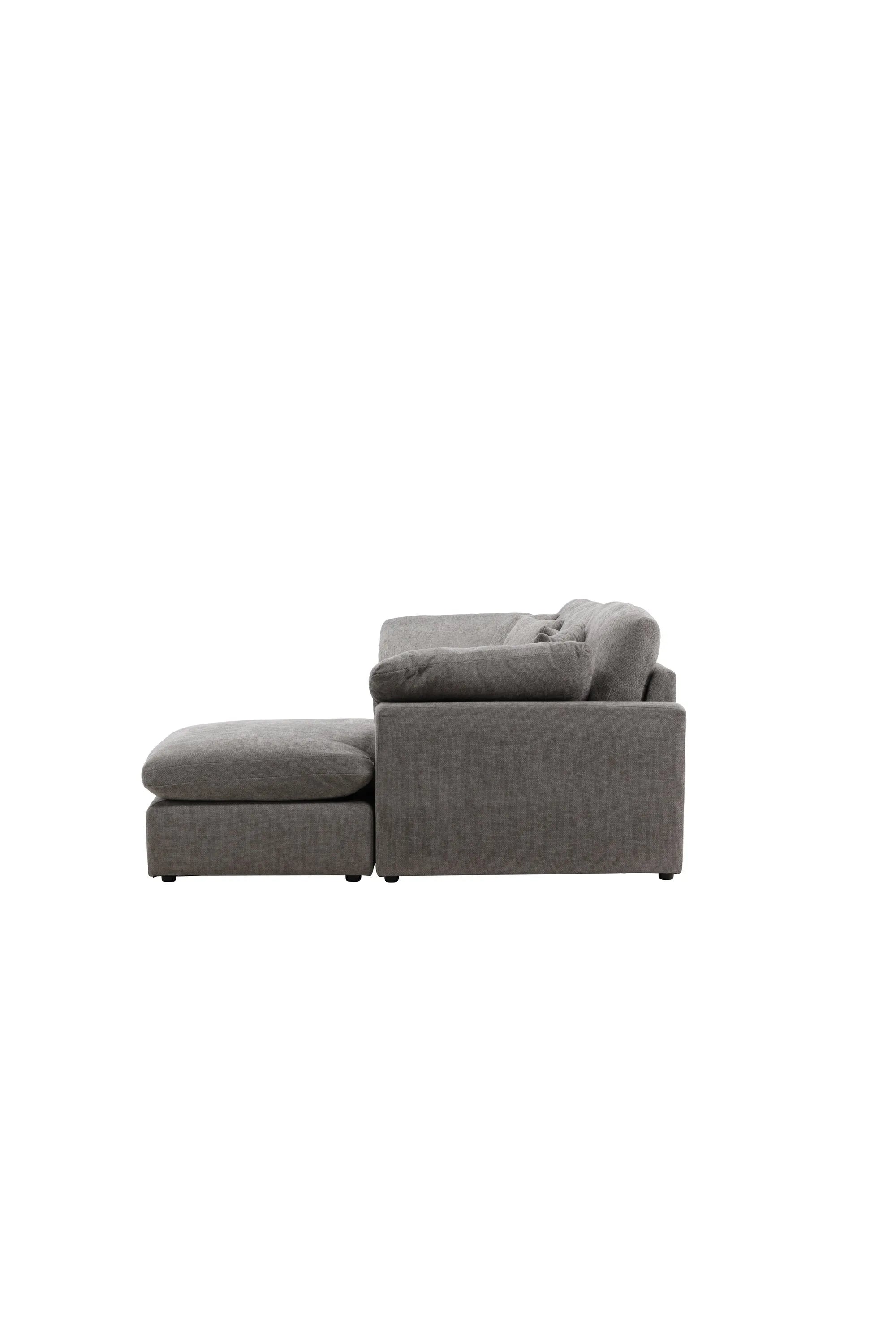 Elegantes Amalfi Ecksofa: Modernes Design, langlebiges Eukalyptus-Holz, pflegeleichter Bezug, hoher Komfort.