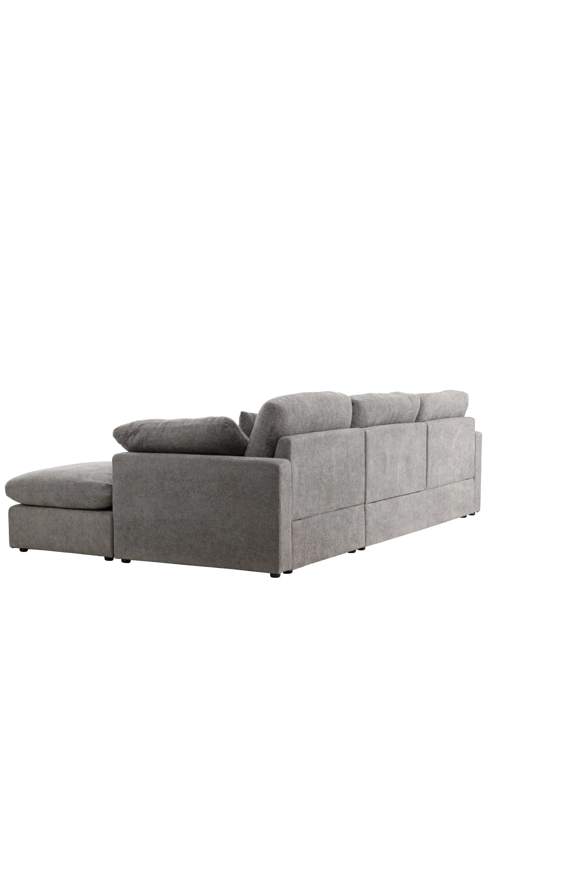 Elegantes Amalfi Ecksofa: Modernes Design, langlebiges Eukalyptus-Holz, pflegeleichter Bezug, hoher Komfort.