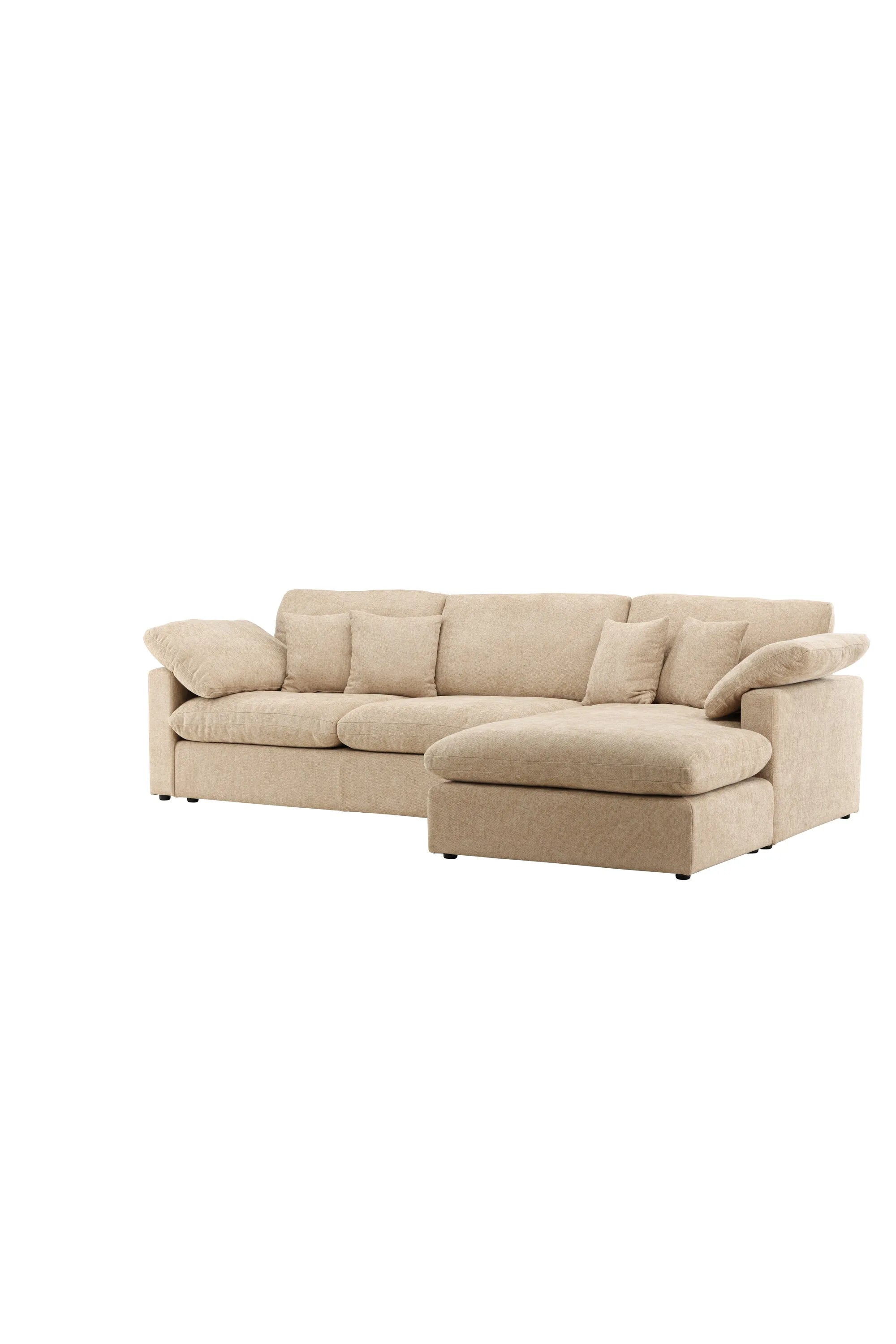 Elegantes Amalfi Ecksofa: Modernes Design, langlebiges Eukalyptus-Holz, pflegeleichter Bezug, hoher Komfort.