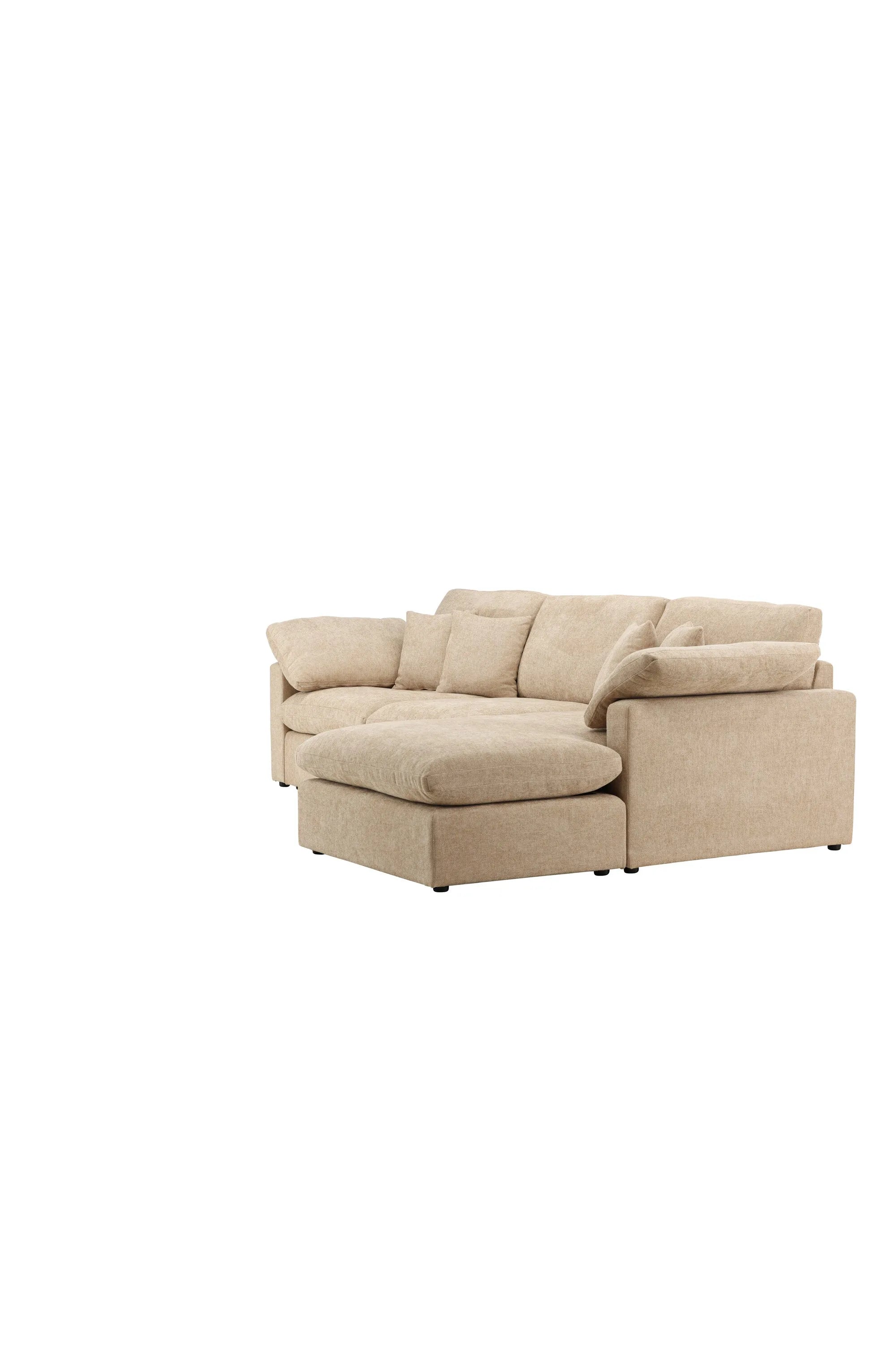 Elegantes Amalfi Ecksofa: Modernes Design, langlebiges Eukalyptus-Holz, pflegeleichter Bezug, hoher Komfort.