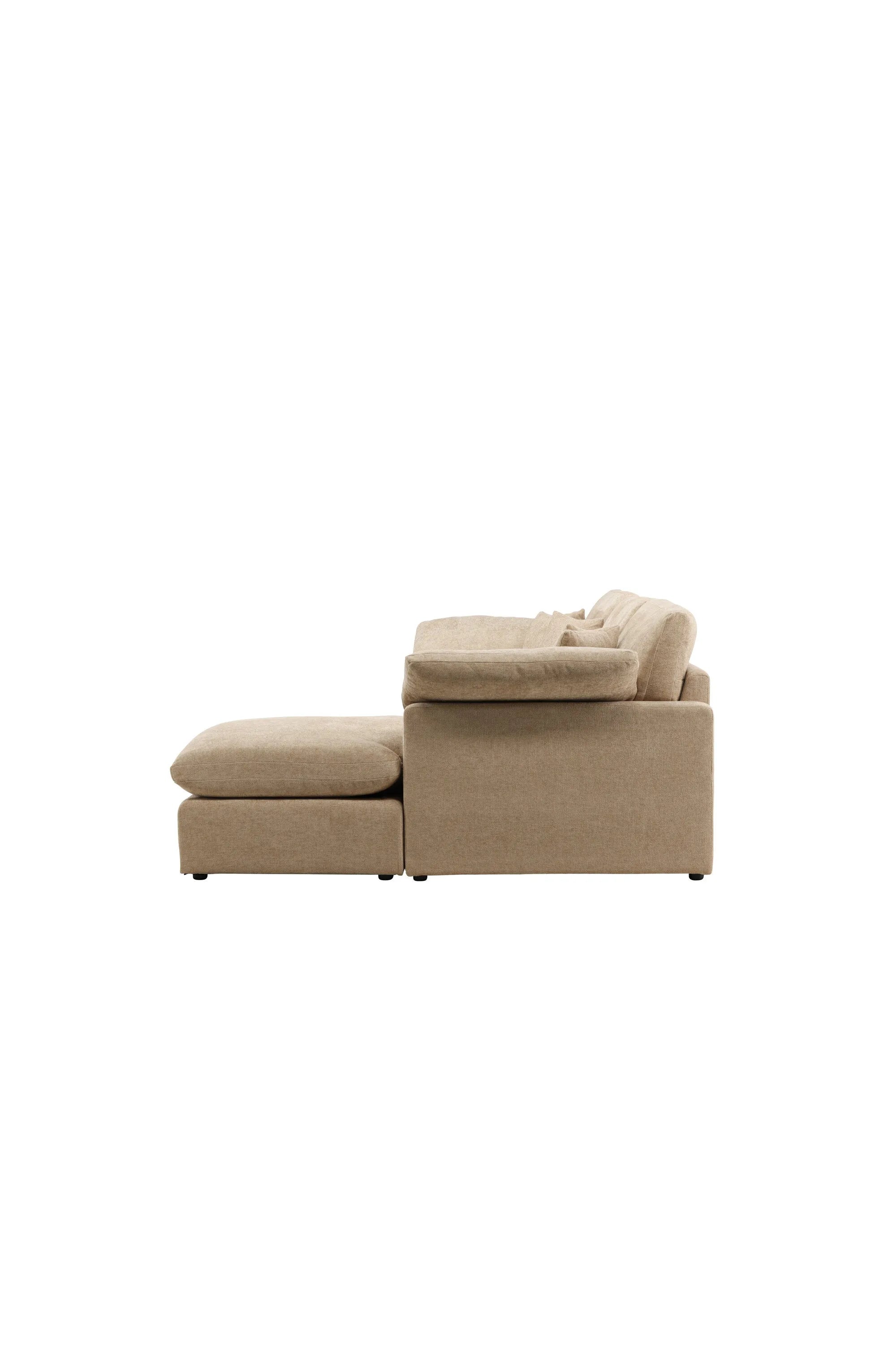 Elegantes Amalfi Ecksofa: Modernes Design, langlebiges Eukalyptus-Holz, pflegeleichter Bezug, hoher Komfort.