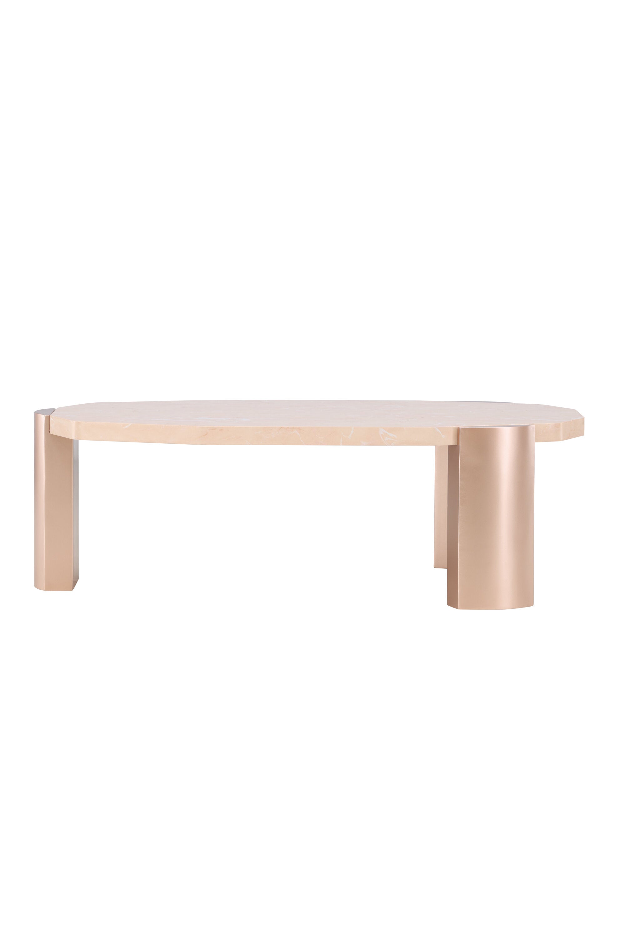 Kres Sofatisch 125x70.5 in Gold/ Rosa/Marmoroptik präsentiert im Onlineshop von KAQTU Design AG. Beistelltisch ist von Venture Home