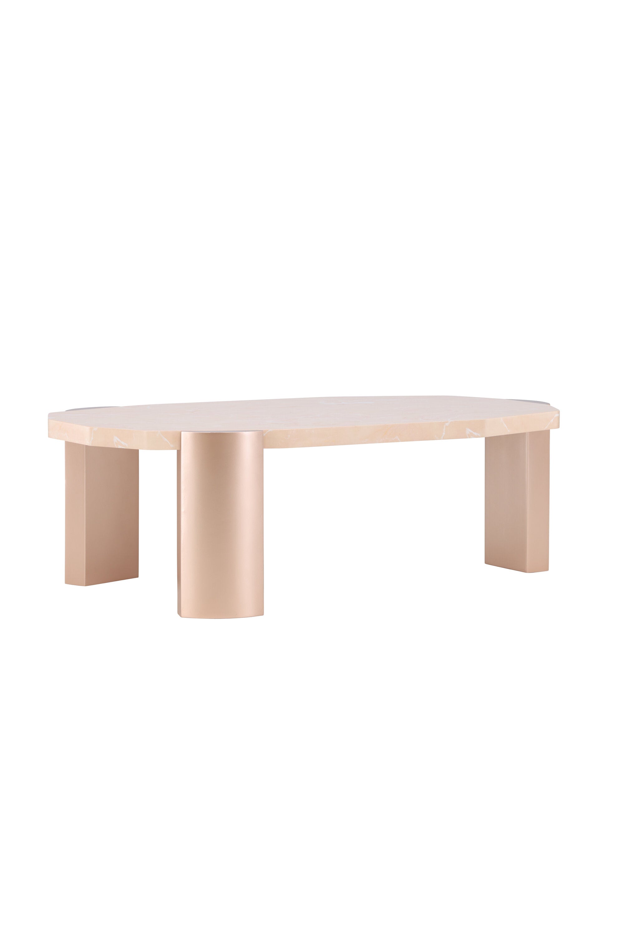 Kres Sofatisch 125x70.5 in Gold/ Rosa/Marmoroptik präsentiert im Onlineshop von KAQTU Design AG. Beistelltisch ist von Venture Home