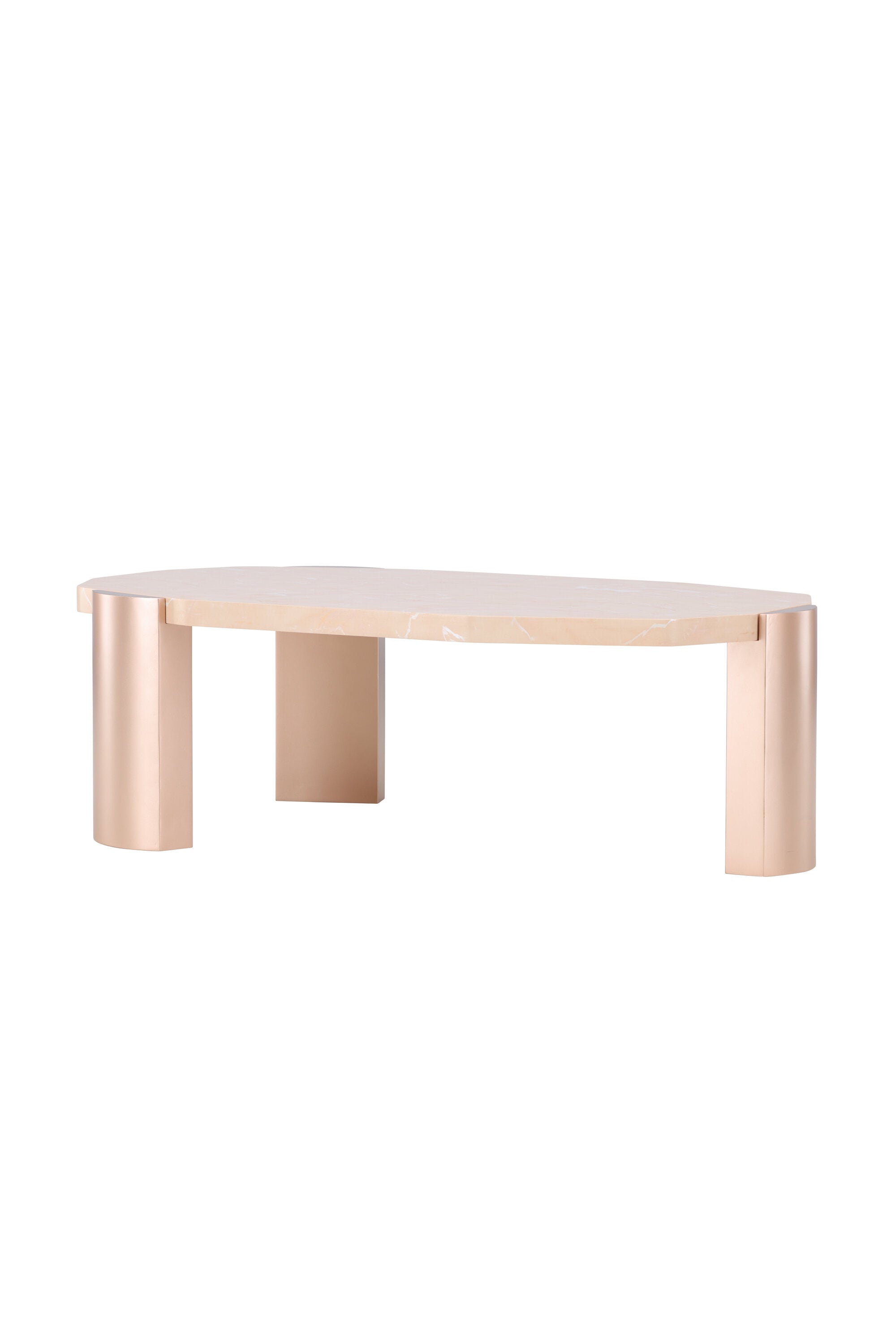 Kres Sofatisch 125x70.5 in Gold/ Rosa/Marmoroptik präsentiert im Onlineshop von KAQTU Design AG. Beistelltisch ist von Venture Home