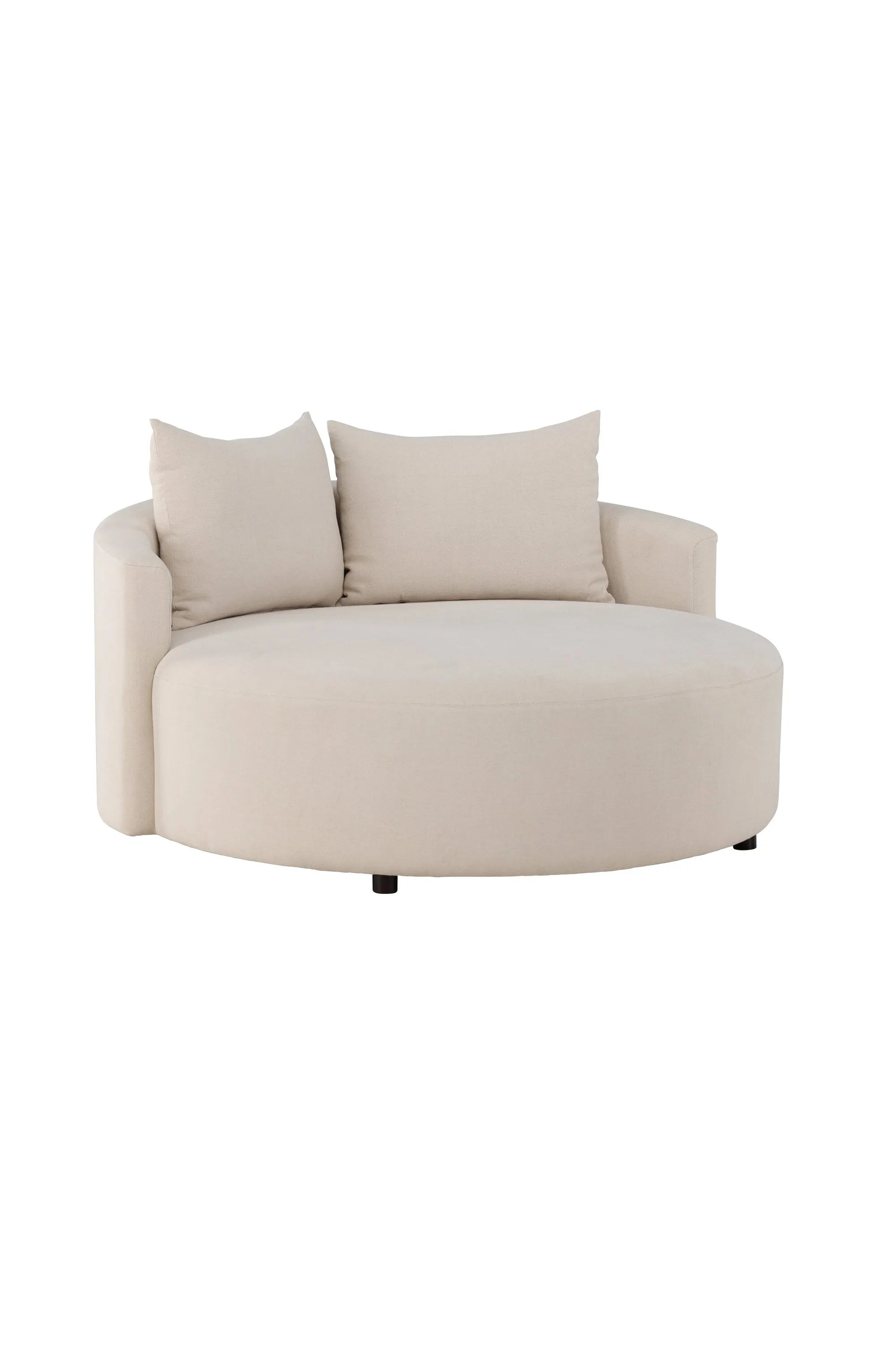 Das Kelso-Sofa vereint stilvolles Design und Komfort in einem eleganten, beigen Polyester Linen-Bezug.