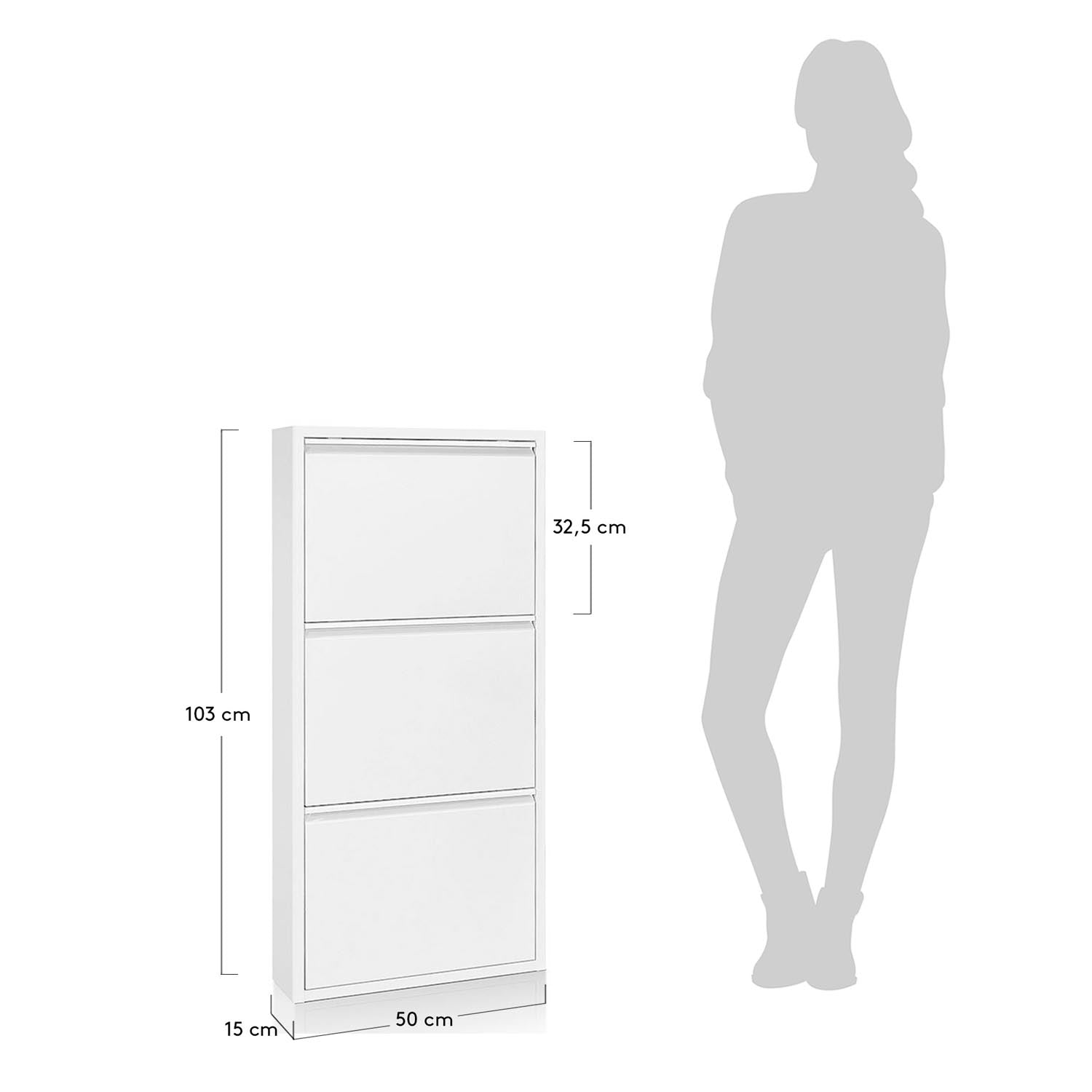 Ode Schuhschrank 50 x 103 cm 3-türig weiß in Weiß präsentiert im Onlineshop von KAQTU Design AG. Schuhschrank ist von Kave Home