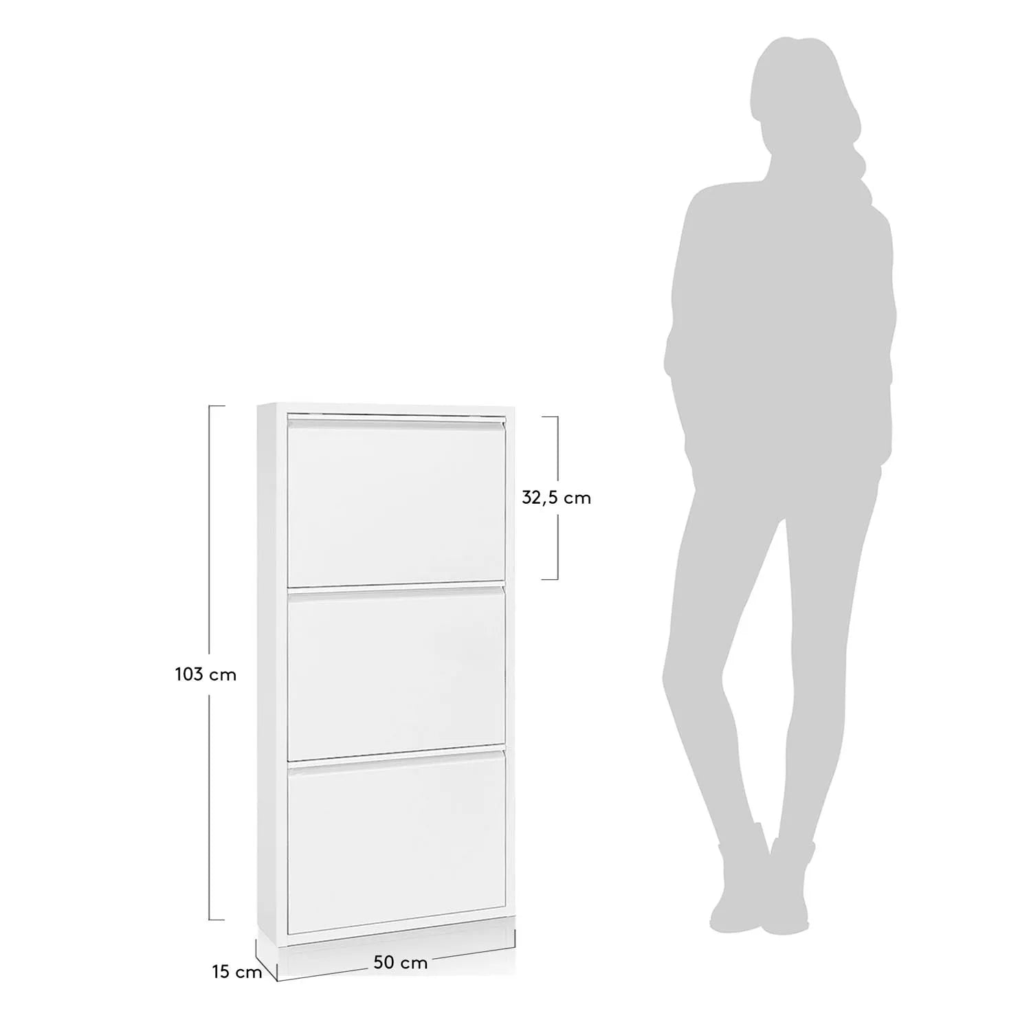 Ode Schuhschrank 50 x 103 cm 3-türig weiß in Weiß präsentiert im Onlineshop von KAQTU Design AG. Schuhschrank ist von Kave Home