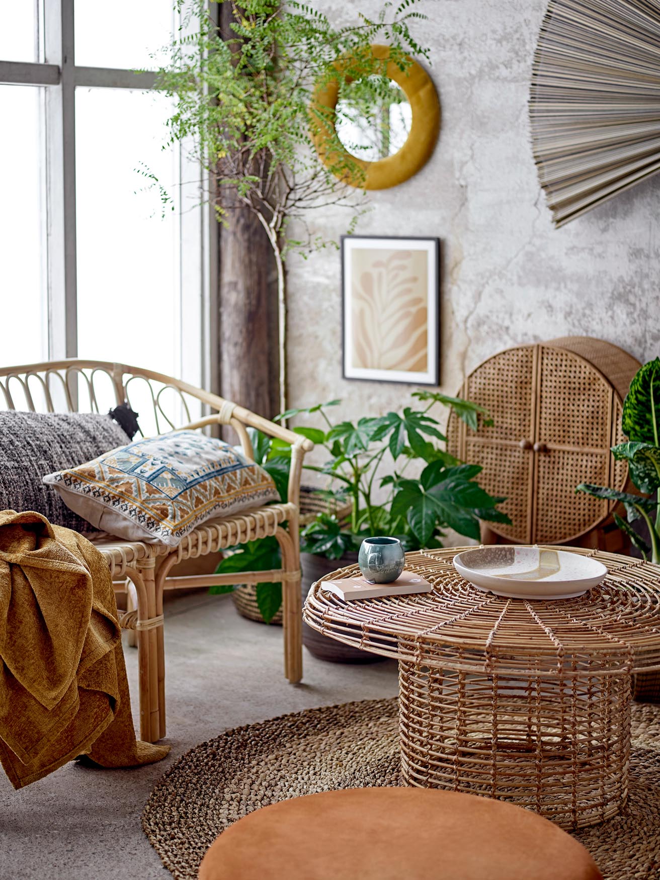 Otto Kabinett, Natur, Rattan in Natur präsentiert im Onlineshop von KAQTU Design AG. Standregal ist von Bloomingville