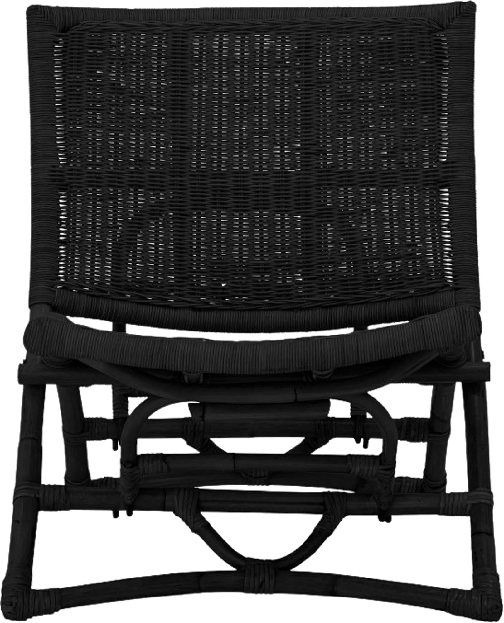 Eleganter Baz Loungesessel aus schwarzem Rattan von Bloomingville: Stilvoll, komfortabel, faltbar, ideal für drinnen und draußen.