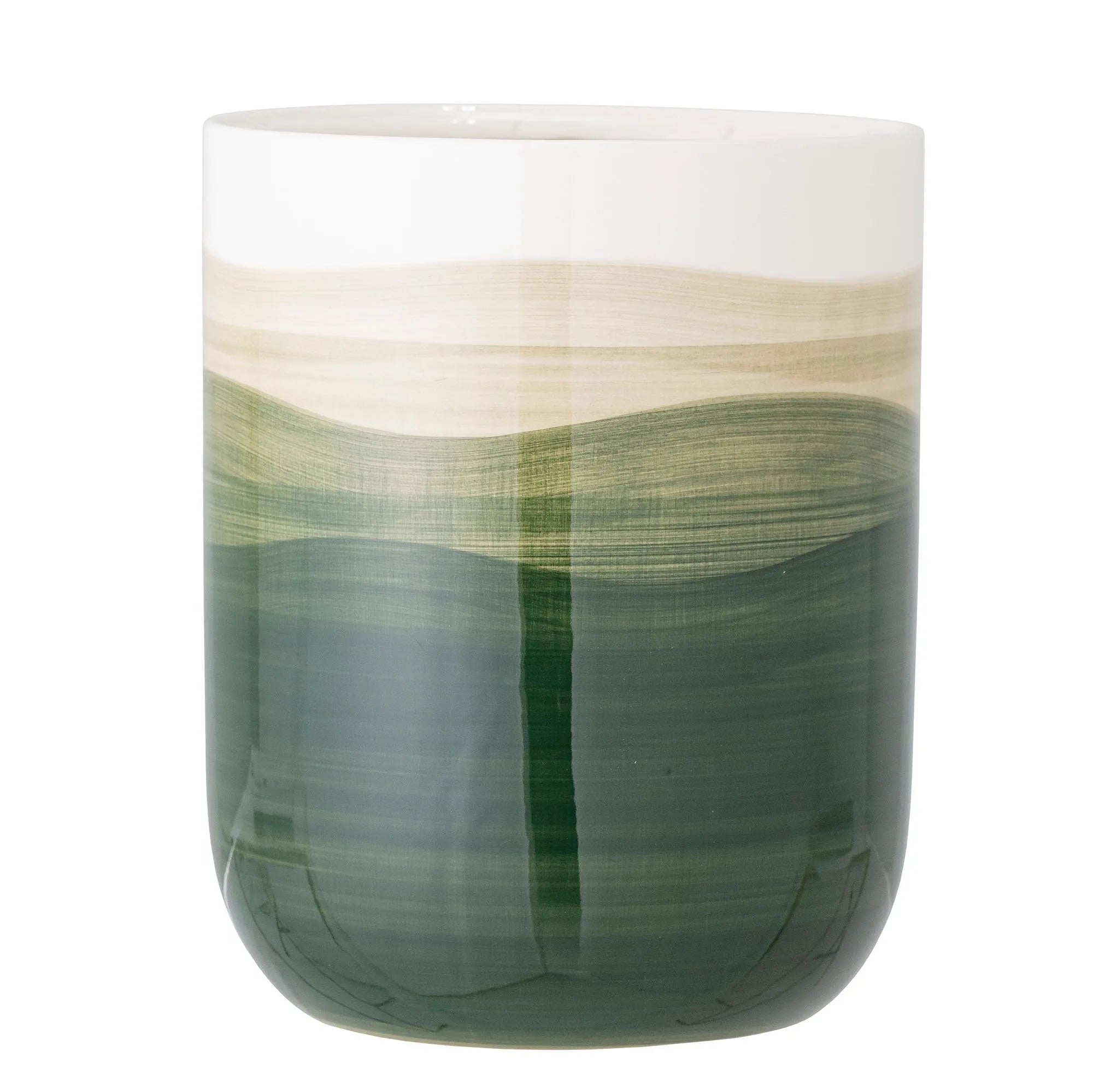 Darell flower pot, green, earthenware