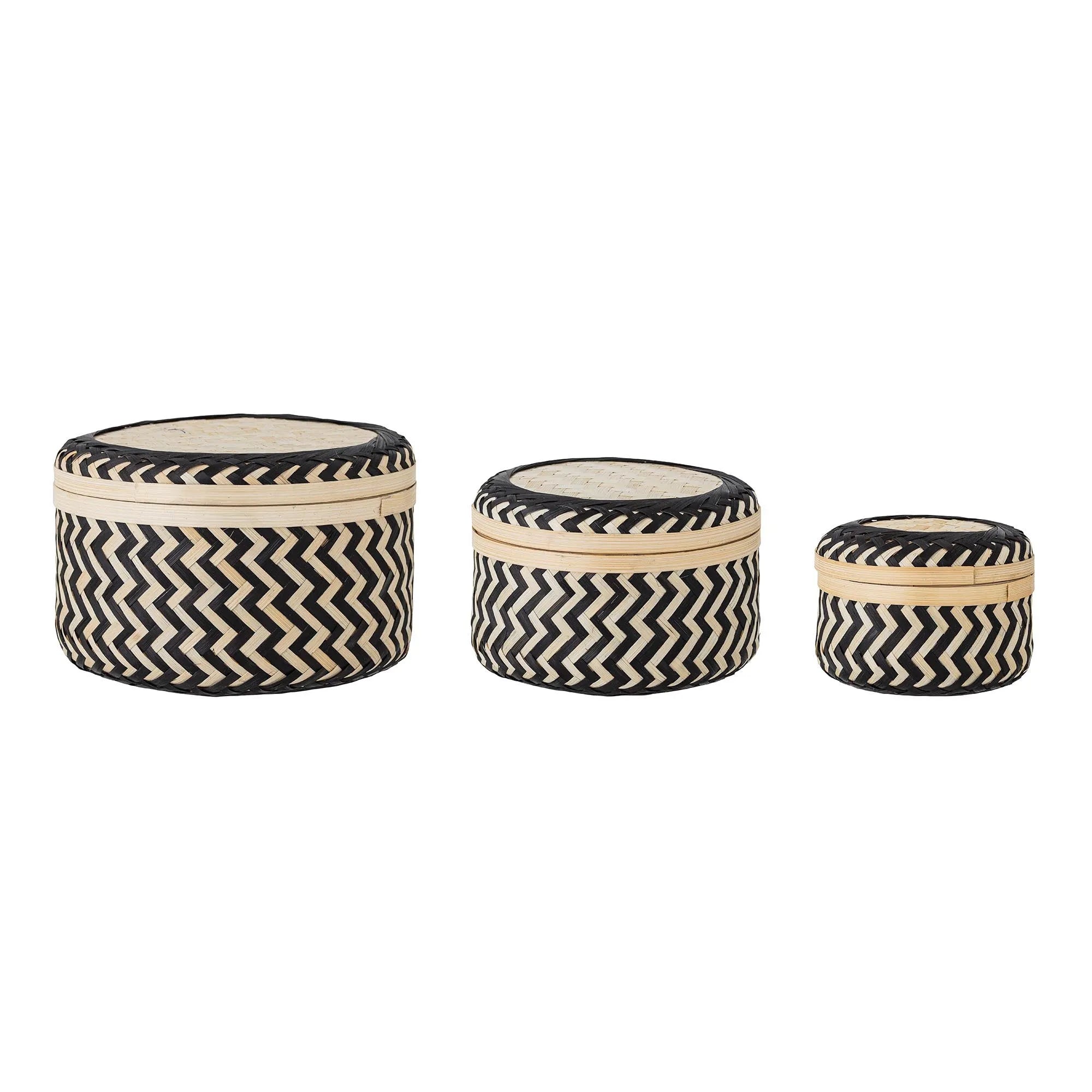 Jacob Basket w/Lid, Black, Bamboo