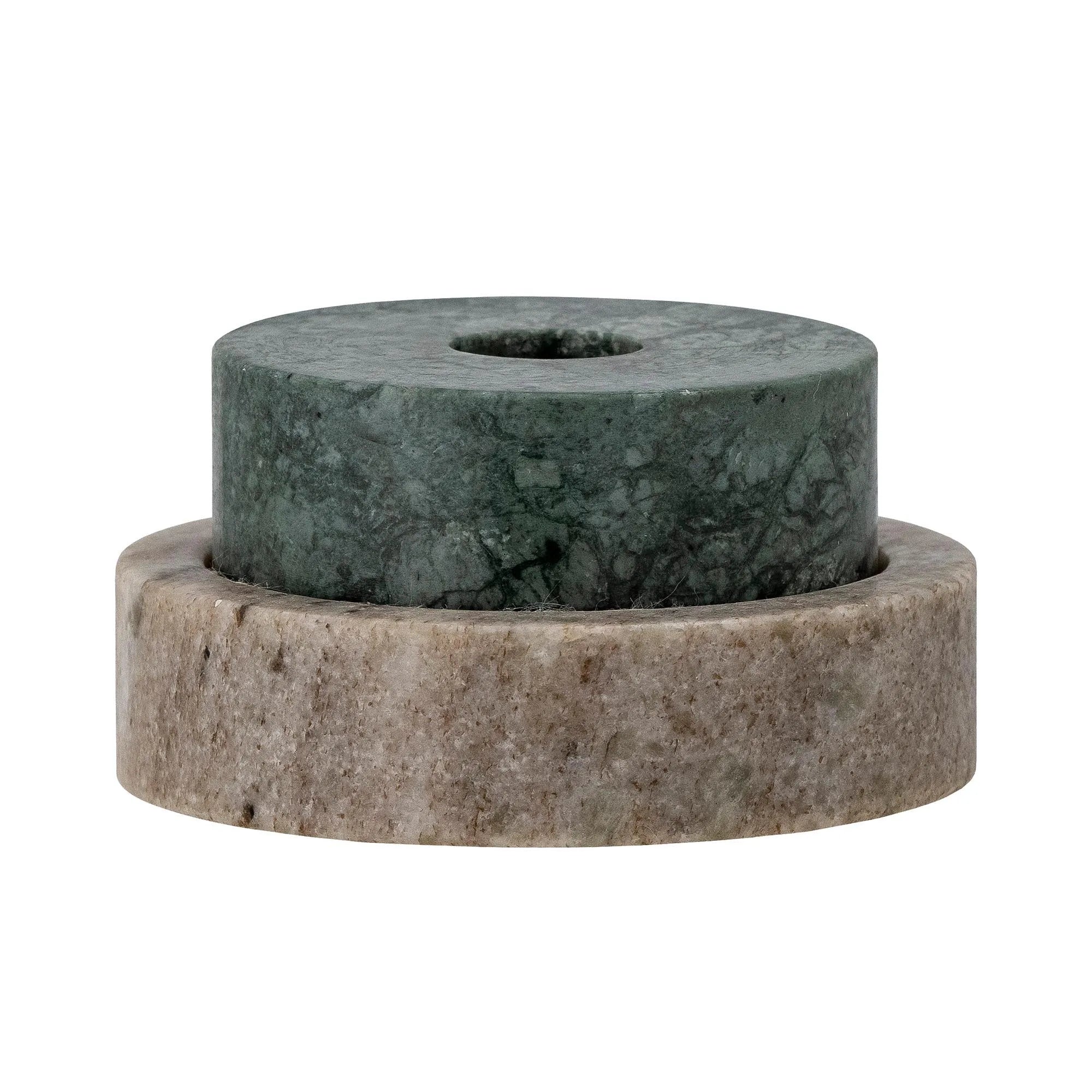 Dalin tea light and candle holder, green, marble